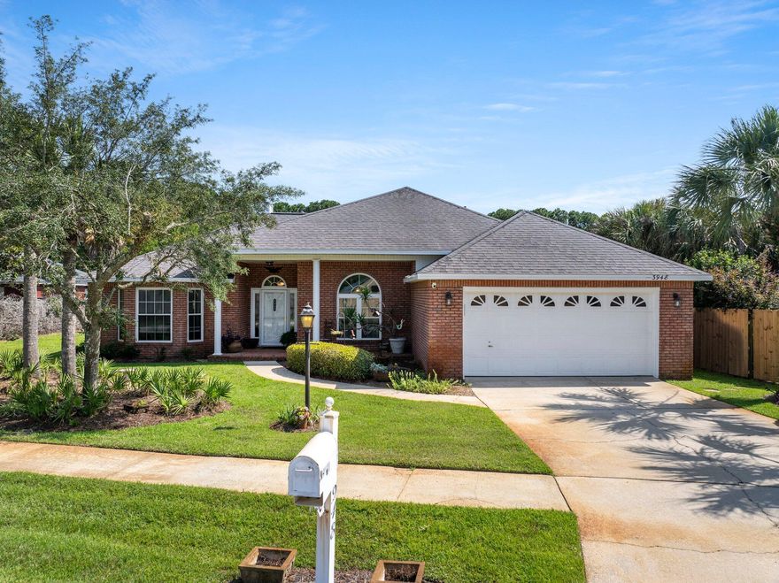Welcome to 3948 Mesa Road nestled along the serene shores of Choctawhatchee Bay. This beautiful 3-bedroom, 4-sided brick home exudes charm and character, boasting stunning curb appeal framed by mature trees and lush, verdant grass. Step inside to discover a haven of comfort and style, where newer LVP flooring graces the kitchen and living areas, complemented by original wood floors in the inviting guest bedrooms.

As you enter through the grand foyer, you're greeted by a cozy living space adorned with a rustic gas fireplace, perfect for chilly evenings and intimate gatherings. The renovated kitchen is a culinary delight, featuring an expansive breakfast bar, exquisite cabinets, and granite countertops, catering to both family meals and entertaining alike. The guest bathroom, adorned with beautiful granite, offers a tranquil retreat with its tub and shower combination, while the spacious guest bedrooms bask in natural light. The primary bedroom is a sanctuary of relaxation, boasting an oversized layout and a deep walk-in closet. The en-suite primary bathroom is a luxurious retreat, recently updated with a walk-in shower, double sinks atop gleaming granite countertops, and charming shiplap accents.

Convenience is key with a two-car garage providing ample storage space, while a delightful screened-in back porch invites you to savor breathtaking sunsets in comfort. Meticulously maintained with love and attention by the current owner, this residence ensures peace of mind and pride of ownership.

Situated just a short 7-minute drive from Joe's Bayou boat launch, 11 minutes to the vibrant Harborwalk Village, and 14 minutes to the upscale shopping and dining at Destin Commons, this home offers both tranquility and convenience in equal measure. Experience the epitome of coastal living at 3948 Mesa Road - where every moment feels like a cherished memory in the making.

New $20,000 roof and $10,000 privacy fence going up first week of June 2024! Definitely a bonus for any buyer!