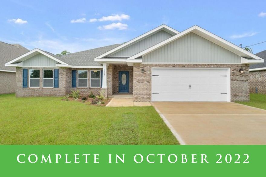 New Construction - To Be Completed October 2022. Check out the famous Sapphire Plan! This 4 bedroom 2 bath brick home offers exactly what you are looking for. Open living room, dining room and kitchen space lined with Luxury Vinyl Plank Flooring. This split floor plan offers a spacious master suite & a luxurious master bathroom including a separate garden tub, a stand-up tile shower, double vanities & walk in closet. The kitchen includes solid wood cabinets with soft close doors & drawers. Granite in kitchen and bathrooms. Exterior features include a large patio & so much more! Your Search Is Over, Come Home To Quality! Note: Photos are of a Similar Home