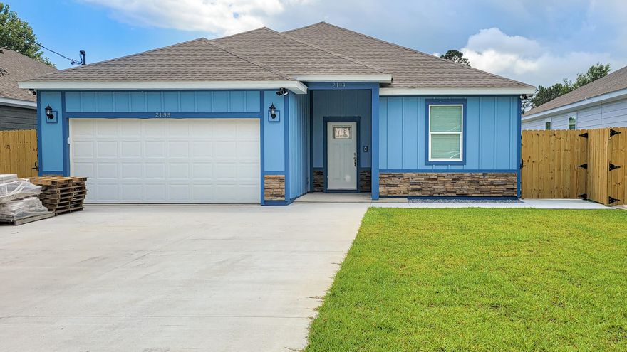BRAND NEW CONSTRUCTION in Navarre under $400K, ready for its first homeowner! 7 miles from Hurlburt AFB. No expense was spared at this beautiful Craftsman one story home. OPEN CONCEPT living space with raised ceilings & recessed lighting. Spacious kitchen with granite countertops, stainless steel appliance package, subway tile backsplash, large island, and breakfast bar for additional seating / storage. Off the kitchen is a formal dining room, as well as the main living space with trade ceiling and access to the fenced backyard. ALL LVP throughout — no carpet! See more ——> Master Suite has a trade ceiling, large walk-in closet, and luxurious bathroom - complete with double vanity sinks, step-in tile shower with glass door, and private water closet.

Two nice size bedrooms across the home are spacious and have ceiling fans, and full guest bath has tiled shower / tub combo. Laundry room is equipped with cabinet storage and leads you to the 2-car garage. Garage has pull down attic access with ~100SF storage. Outside in your backyard, there is a large patio, partially covered - perfect for entertaining and relaxing. Paloma Street has dedicated turn lane from Hwy 98 for ease of entry, plus no thru traffic!! NO HOA!