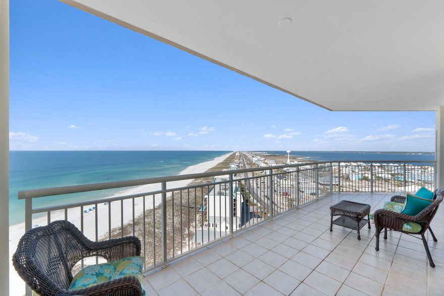 Breathtaking views of the emerald green waters and white sands from this three bedroom, three bath condo on Navarre Beach. Enjoy expansive unobstructed views and breathtaking sunsets. The beach front residence boasts over 1700 square feet of living space plus an expansive balcony to soak up the Florida sunshine. The unit has never been rented, and it has been meticulously maintained. The spacious kitchen features granite counters, stainless appliances and bar seating. Additional upgrades include a water filtration system and a Halo leak detection system. The unit is offered with most furnishings. The Belle Mer development offers a gulf front pool and hot tub. It boasts a ''club room'' just off the pool for small gatherings. Guests can enjoy a fitness room, tennis court and basketball.