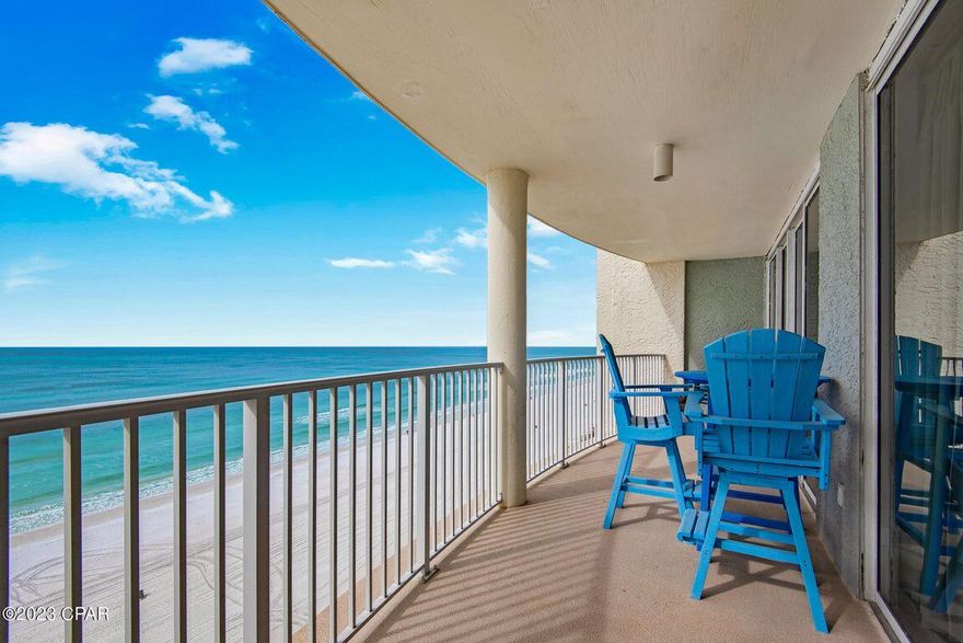 Very few gulf front condos in Panama City Beach have this much water frontage and views from EVERY ROOM & BEDROOM. Featuring impressive floor to ceiling glass and also in the main Livingroom, this gorgeous 1BR/1BA condo offers incredible views from every room including Kitchen, except the bathrooms. Offered fully-furnished and ready to rent, or enjoy this beautiful Long Beach unit. Long Beach is a gated community with three gulf front pools, 3 Hot Tubs and pool-side bar/grill shack. Call today for an appointment to see this wonderful condo. Boasts impressive renovations and does have pending 2023 rentals on the books. Rental Income Projections Available.