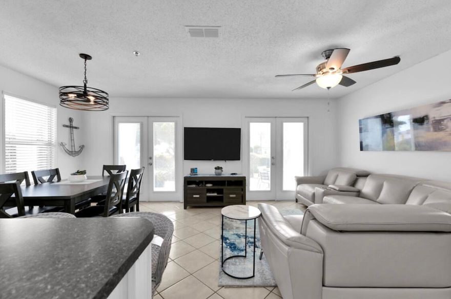 HUGE price reduction!! Seller is motivated and ready. Don't miss this opportunity to get a great deal. Bring your best offer! Welcome to this stunning 2 bedroom plus bunk beds condo at the Grand Caribbean in the heart of Crystal Beach. Step into a contemporary oasis boasting modern furnishings and an open layout that invites comfort and style. This tranquil condo is a corner unit which means an expansive, wrap-around patio, offering front-row seating to sunsets and the soothing sounds of waves. The owner's suite provides a serene escape with its attached private bathroom and king bed, while the second bedroom offers two queen beds and a quiet place to relax or watch tv.  This unit features a stackable washer and dryer AND built-in bunk beds. With its seamless integration of indoor and outdoor living, this condo's vibe is chill. The Grand Caribbean offers a pool, hot tub and beach access right across the street. The grounds are immaculately kept and you'll even get a storage unit to store your beach goodies.