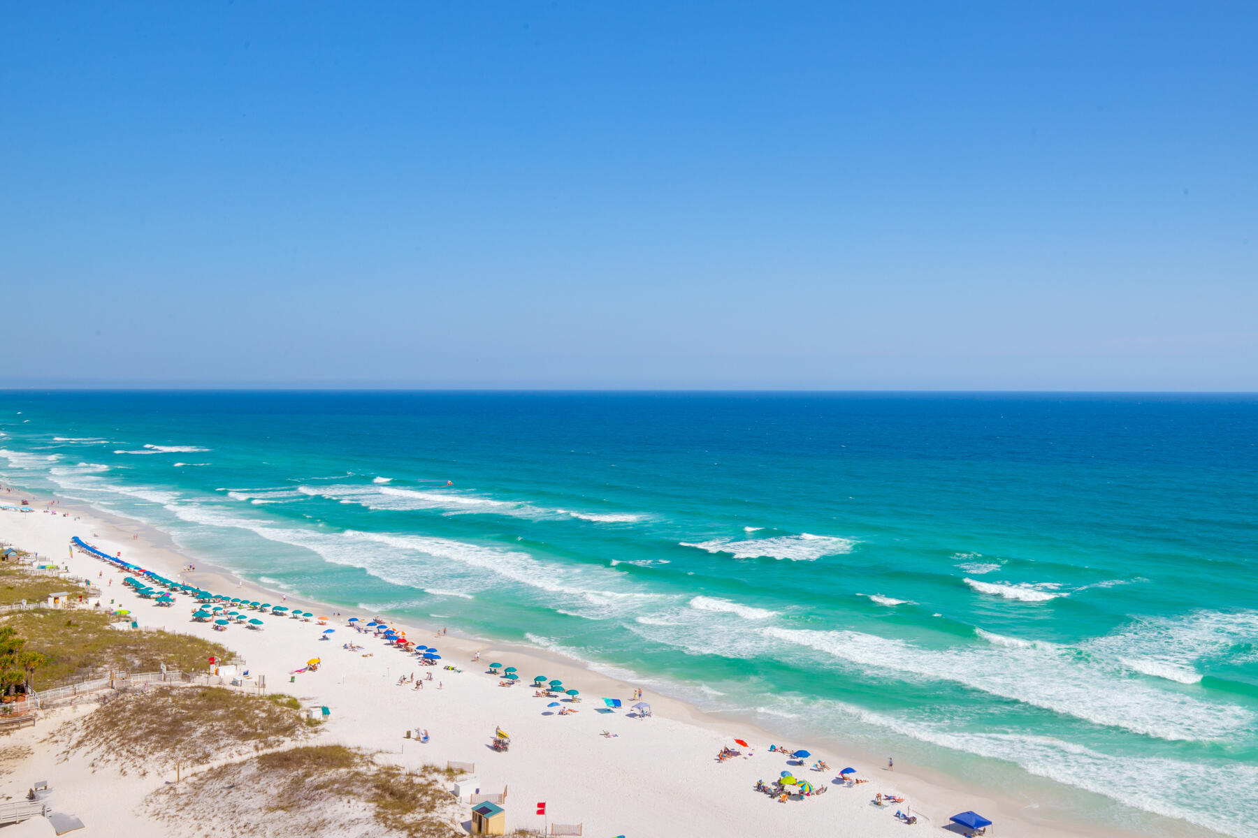 Location. View. Size... Yes you can have it all at Pelican Beach Resort in the heart of Destin. This 'Pelican' floor plan has almost 1000sqft with 2 bedrooms, 2 full bathrooms, spacious living/dining areas, and a larger balcony than most... 152sqft! Located in the sought after '12 stack' on the 18th floor, this condo has sweeping views along the Gulf's prestigious coastline. Balcony access from living room and master bedroom. Interior features tile floors, granite countertops, SS appliances, and stackable washer/dryer. Private interior owner's closet for your personal belongings, and an exterior storage closet for additional beach gear & pool toys.