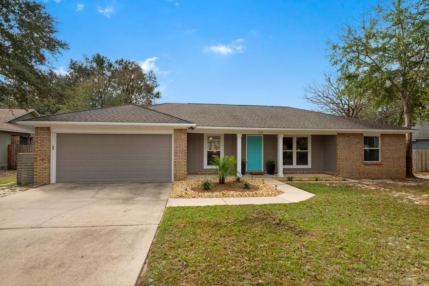 Welcome to this outstanding Bluewater Bay home! This all brick, single story home features LOTS of updates and beautiful interior finishes. Don't let the square footage fool you - this 1723 sqft homes has all the space and rooms you need! The main living area includes two front rooms - original formal living and dining rooms - that can be a home office, extra living space, play room, or media room. The family room features a bricked fireplace (sold as-is) and opens directly into the breakfast area and kitchen. This home includes a large walk-in pantry and oversized laundry - a rare find! From the laundry room, you have access to the fenced dog run area and the fully fenced backyard. Access is also available from the family room through a sliding glass door. The right side for this home