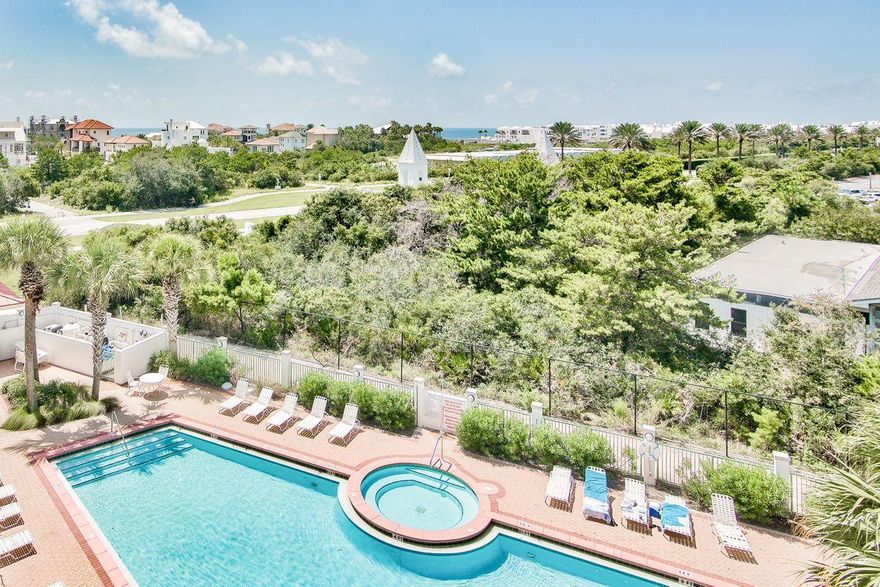Gulf views abound from this top-floor condo at the Inn at Seacrest Beach. Ideally located between Alys and Rosemary Beach and just steps to the beach with deeded beach access, this is a wonderful beach investment property.  This condo features a large balcony for eating out and enjoying sunset views as well as views of the pool, the gulf, and Alys Beach. It also features a kitchenette, granite countertop and breakfast bar, large bathroom and two closets. The Inn has an oversized private pool as well as a hot tub. Located within walking distance of the shops and restaurants of Rosemary Beach and Alys Beach, there is so much to enjoy. There is a seasonal tram for pickup and dropoff at the deeded beach access. Convenient laundry is located on the first and third floors as well. All square footage and room dimensions are approximate and should be verified by the buyer. Rental Projection from local rental company estimates gross rental income between $25,312-$39,998 per year.