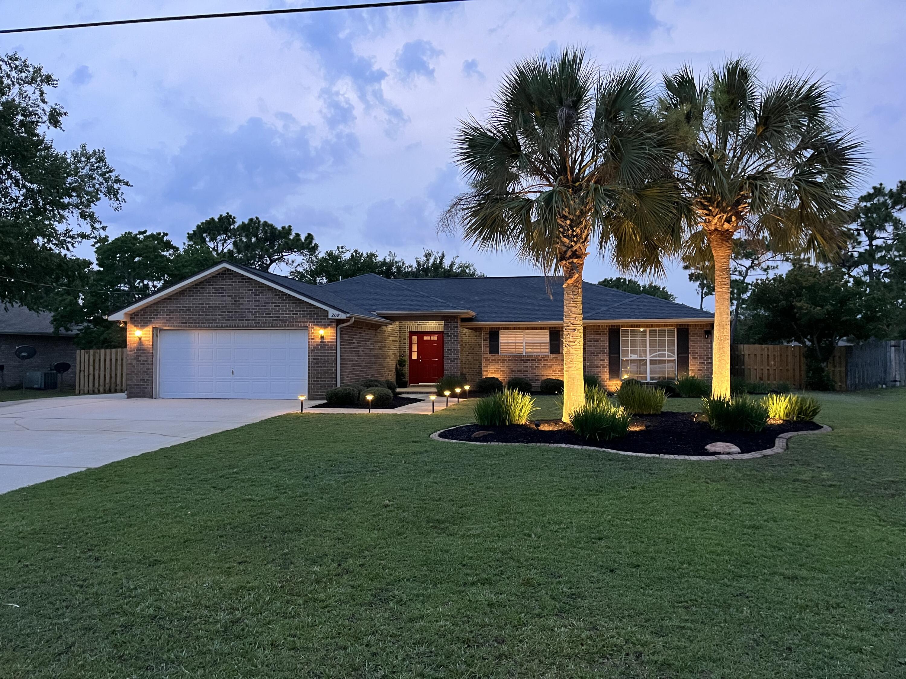 Lovely 3 bedroom, 2 bath brick home in the sought after Holley by the Sea neighborhood. This home checks all the boxes. Huge flat back yard, extra parking for an RV, Boat, etc., laminate flooring in living areas. Plenty of space for large dining table. Light and bright kitchen with white cabinets and kitchen island. Master bathroom is a dream with two huge walk in closets, new dual vanity sinks, fixtures, and mirrors, soaking tub, and separate shower. The hall bath also has a new vanity and new tile flooring. Laundry will be a joy in your 'real' laundry room (not a pass though to the garage) it features a utility sink, lots of cabinets, room for extra refrigerator or freezer, and a folding table over washer and dryer connections. The outdoor living area is where this home shines. Click From the incredible curb appeal in the front, to the oversized patio in the back yard, you will enjoy spending as much time outside as you do inside. The almost half an acre lot has been newly fenced in the back yard along with an awesome treehouse and zip line. For the adult in you, there is a great shed with lofts for storage of all your lawn maintenance or decoration items. The front yard has landscape up-lighting that changes colors to suit your mood! The current owners have done many upgrades since they have owned the home including a new HVAC this year, built in closet systems, and an epoxy floor in the double garage. The roof is 2020 and water heater is 2018 so no worry about negotiating the major items of this home. There are many homes in Holley By the Sea but this is one you don't want to miss seeing. Enjoy all the amenities HBTS has to offer for a very low HOA fee per year. Amenities include a lap pool, family pool and baby pool, full weight room with cardio equipment, volleyball court, ball field, Beach house/Event plaza, basketball court and youth department that offers before and after school care as well as a summer camp!
Just a short drive to Hurlburt Field or Eglin AFB.