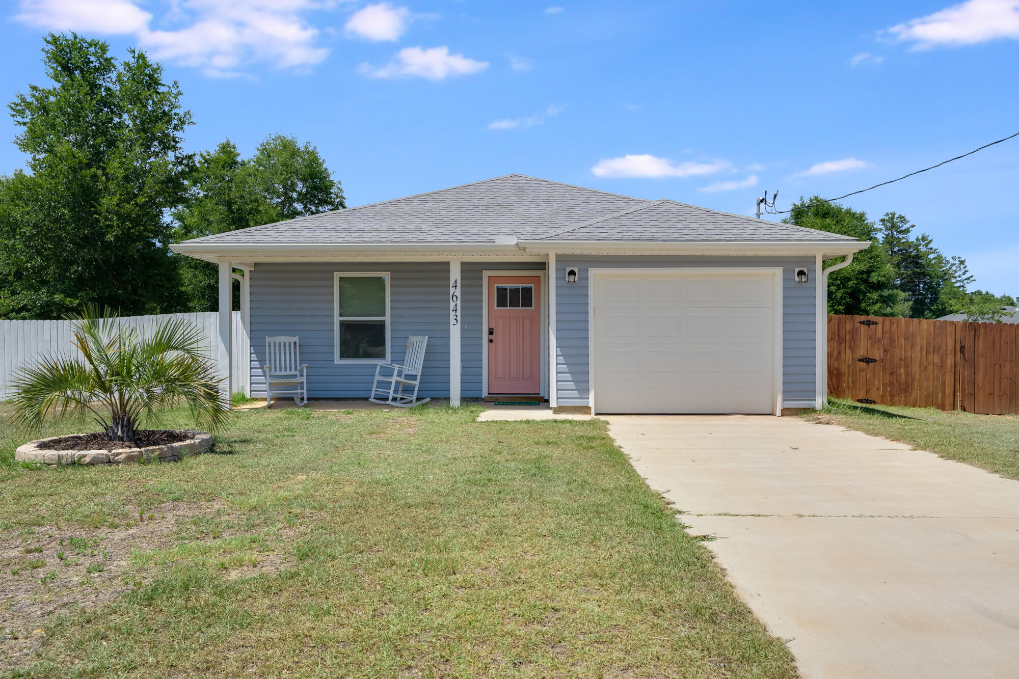 HIGH-END FINISHES AT AN AFFORDABLE PRICE!!! Welcome to 4643 Falcon Way, where modern style meets cozy comfort in the heart of the Holley Grove South neighborhood! Built in 2023 and sitting on a spacious lot, this 3-bedroom, 2-bath home is full of thoughtful upgrades and stylish touches you won't want to miss.As you step into the open-concept living space, the home truly wows! The kitchen is an entertainer's dream, featuring a stunning waterfall quartz island, quartz countertops, sleek tile backsplash, a workstation stainless steel sink, and modern cabinetry -- the perfect hub for cooking, gathering, and showing off! The primary suite offers a relaxing retreat with a large walk-in closet and an impressive oversized custom shower, a single, seamless surround piece made specifically to fit the space. Quartz countertops continue into both bathrooms for a clean, high-end feel.
All bedrooms are equipped with ceiling fans with remotes, offering year-round comfort. Durable laminate flooring runs throughout, and the home also features energy-efficient systems, a garage, full gutters, and low-maintenance vinyl siding.
Step outside to your private backyard paradise! Enjoy evenings around the fire pit or pick fresh fruit from your very own mini orchard complete with blueberries, raspberries, blackberries, grapes, and a variety of fruit trees.
This home checks all the boxes for style, comfort, and convenience.
Don't miss this move-in-ready gem schedule your tour today and fall in love with Falcon Way!
