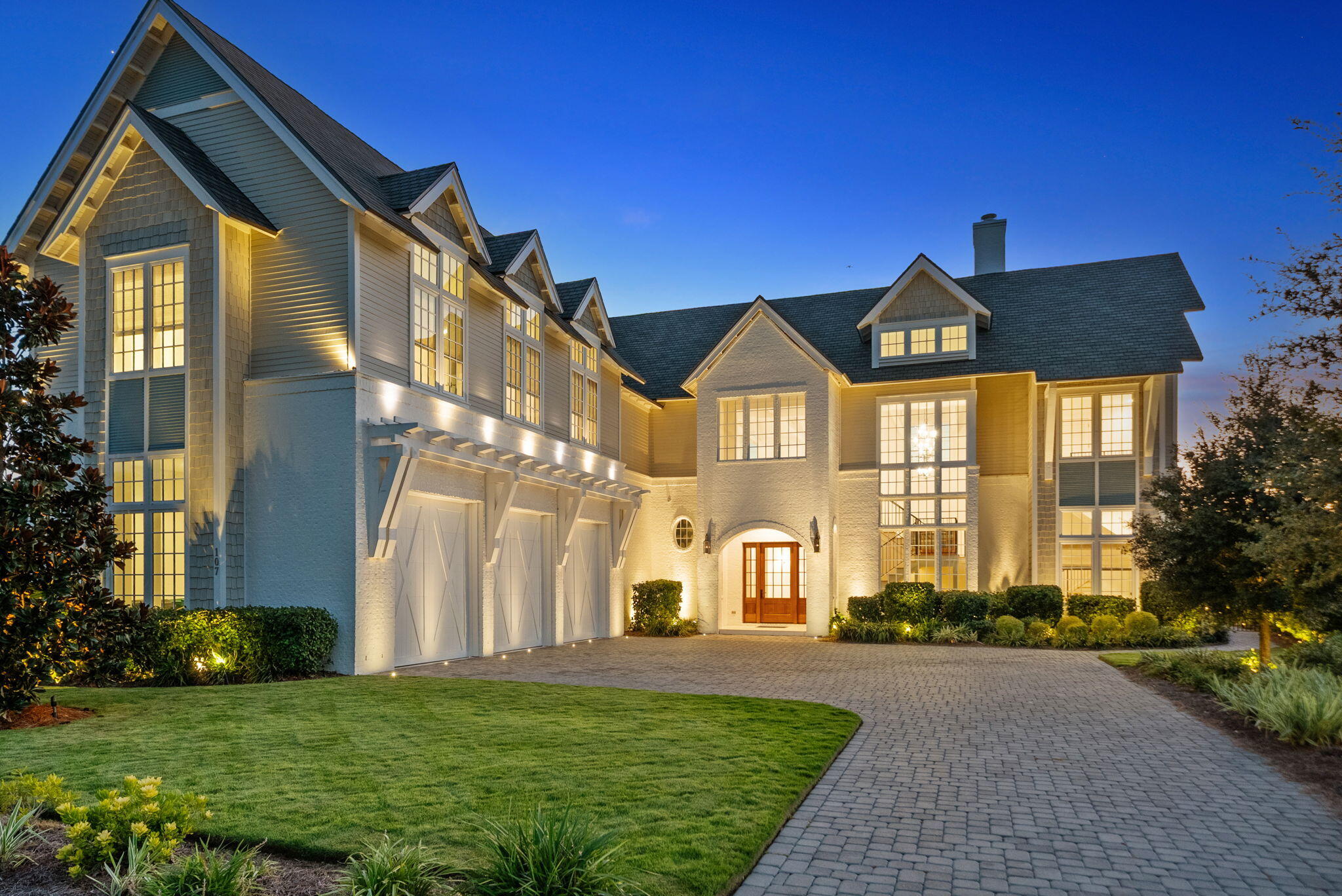 Exquisite PRIVATE Estate on large lot, just behind the gate in Watersound Camp Creek. MOVE IN NOW! Walk to Gulf & CAMP CREEK GOLF COURSE. 2023 Custom build by Stackable Mracek Design Group sparing absolutely no detail. **Sold partially furnished by RH w/ accepted offer. Saltwater Pool, pool house, and featuring 2 private interior guest suites included in the 6 bedroom count. Each of the 6 en suites provide elegant accommodations. Oak plank flooring throughout-both levels. Soft close custom cabinetry with solid brass, brushed gold and marble. This home features a bourbon/wine tasting room or creative studio space. The two story palatial great room architecture features exposed painted beams, iron lighting, and a two story painted brick fireplace with reclaimed barnwood floating mantle. The triple solid maple french paned doors lead to a massive framed screened back porch featuring tumbled limestone & marble. The stainless gas grill station and granite bar is perfectly positioned for entertaining. The saltwater pool is larger than it appears with limestone pool deck and spacious pool house featuring second gas fireplace, matching reclaimed mantle, and a beautiful half bath and storage. The owner spared no expense in landscaping and private iron fence around level backyard. The exterior has full landscaping & home illumination package. The private lot will remain this way backing up to private Camp Creek Golf Club! This home has 2 bedrooms, 2 full baths, and 2 half baths on main level. 4 en suites upstairs, 2 of which are private suites entirely. The massive media suite upstairs attaches to a bedroom & bath and is designed for multi use or guest privacy. This estate features a full custom laundry room on main level, and a second laundry room upstairs. Plenty of storage. 3+ car side entry garage. Home includes club membership to Watersound Club, subject to member dues. *Buyer to verify all community, club, home details & financials. CCR's and builder plans are available on request and posted herein.