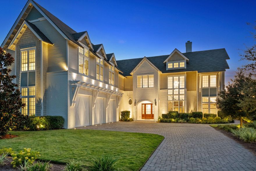 Exquisite PRIVATE Estate on large lot, just behind the gate in Watersound Camp Creek. MOVE IN NOW! Walk to Gulf & CAMP CREEK GOLF COURSE. 2023 Custom build by Stackable Mracek Design Group sparing absolutely no detail. **Sold partially furnished by RH w/ accepted offer. Saltwater Pool, pool house, and featuring 2 private interior guest suites included in the 6 bedroom count.  Each of the 6 en suites provide elegant accommodations. Oak plank flooring throughout-both levels. Soft close custom cabinetry with solid brass, brushed gold and marble. This home features a bourbon/wine tasting room or creative studio space.  The two story palatial great room architecture features exposed painted beams, iron lighting, and a two story painted brick fireplace with reclaimed barnwood floating mantle. The chef inspired kitchen features stainless Wolf & Subzero appliance package featuring ice maker and wine chiller.  The triple solid maple french paned doors lead to a massive framed screened back porch featuring tumbled limestone & marble.  The stainless gas grill station and granite bar is perfectly positioned for entertaining.  The saltwater pool is larger than it appears with limestone pool deck and spacious pool house featuring second gas fireplace, matching reclaimed mantle, and a beautiful half bath and storage.  The owner spared no expense in landscaping and private iron fence around level backyard.  The exterior has full landscaping & home illumination package. The private lot will remain this way backing up to private Camp Creek Golf Club! This home has 2 bedrooms, 2 full baths, and 2 half baths on main level.  4 en suites upstairs, 2 of which are private suites entirely.  The massive media suite upstairs attaches to a bedroom & bath and is designed for multi use or guest privacy.  This estate features a full custom laundry room on main level, and a second laundry room upstairs.  Plenty of storage.  3+ car side entry garage.  Home includes club membership to Watersound Club, subject to member dues.  *Buyer to verify all community, club, home details & financials.  CCR's and builder plans are available on request and posted herein.  