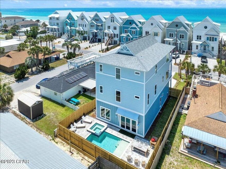 New Construction, this 7 bedroom, 7 bath with a rec room is designed to be a rental machine and sleeps 24.  just footsteps away from the Gulf.  This Beach house is designed to maximize your rental income with plenty of break out areas for your guest and a pool and outdoor cooking area as well.  The house is fully furnished and already on rental with Ben's Beach Homes.