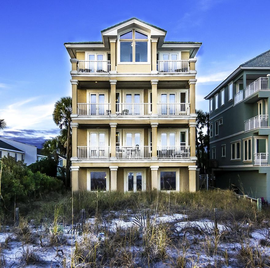 Spectacular four story Beach House. This was the builder's personal home, nothing spared. Beautiful views from every window! Absolutely exquisite! This home has stunning views from every floor. Fully functional elevator, private office. Fully equipped exercise and fitness room. Rental Machine! 6 Bedrooms 6 full baths with 2 half baths. 2 Car Garage. 8000 sq under roof.. Beautiful Office. Seperate Fitness Room. Your own private walk across to beach. A pool CAN be built here. Hate stairs? This house comes complete with an elevator. Outside shower. Huge rec room large enouge for a pool table and a media room. If you are looking to invest in a beach house rental, this is it!