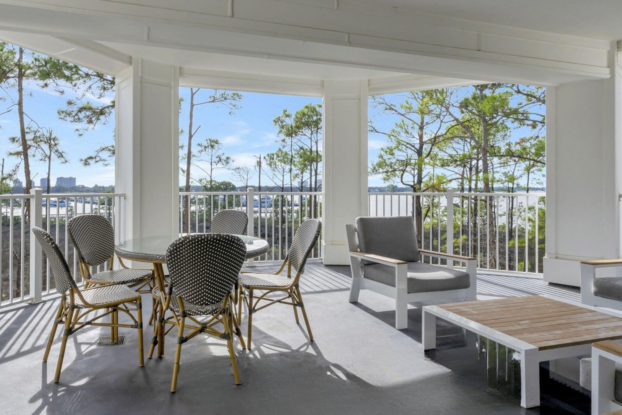 Welcome to your coastal retreat in the heart of Sandestin! This beautifully furnished 3-bedroom, 3-bath condo on the third floor in Lasata offers a spacious open-concept layout featuring two primary suites, each with a private ensuite, and a third bedroom and bath for added flexibility. The expansive balcony offers stunning year-round sunset, marina, and wildlife views across the bay, perfect for relaxing or entertaining. Highlights include stainless steel appliances, kitchen tile, quartz countertops, and tasteful decor. Essential updates include a New HVAC system (2018), a new Stove (2019), newly painted rooms (2022), new patio and living room furniture (2022), and new flooring throughout (2022). 2025 rental revenue is $28,436 through June! You will enjoy easy access to nearby dining, shopping, live entertainment, and year-round events, only steps away at The Village of Baytowne Wharf. As a Lasata owner, you'll have exclusive access to the private Solstice Club with open seating overlooking the bay, as well as resort-style amenities including four golf courses, tennis courts, multiple pools, a full-service marina, fitness center, spa, and private beach accessible by golf cart or bicycle via miles of dedicated paths. Whether you're seeking a primary residence, a vacation home, or an investment property, this is the perfect opportunity to experience all that the Sandestin lifestyle has to offer.