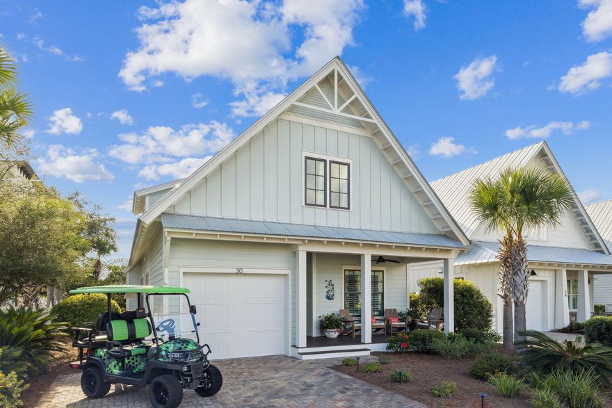 If you're searching for a beautiful beach home in a gated community with some of the finest amenities along 30A, 30 Cypress Circle delivers. This spacious coastal cottage features 4 bedrooms, including a first-floor primary suite, and a one-car garage--perfect for a beach vehicle, bikes, fishing gear, and all the essentials for seaside living. The open-concept great room combines living, dining, and kitchen areas, creating an ideal space for entertaining family and friends. Elevated ceilings and abundant windows bring in natural light, giving the home a bright, airy feel. Upstairs, a cozy sitting area leads to three additional bedrooms, thoughtfully positioned to provide privacy for guests. From the welcoming front porch to the screened rear porch, the home captures the timeless appeal of the beach lifestyleluxurious yet comfortable, with a warmth that invites you to linger a little longer. Cypress Dunes offers exceptional amenities, including a resort-style pool with views toward Topsail Hill Preserve State Park, a fitness center, clubhouse, tennis courts, and a second neighborhood pool just around the corner. The community sits next door to the preserved trails and beaches of Topsail and is just minutes from multiple public beach accesses, as well as world-class dining both along 30A and in nearby Grand Boulevard.

Whether as a full-time residence or a vacation retreat with rental potential, 30 Cypress Circle is a rare blend of location, lifestyle, and comfortone that makes every day feel like a getaway.