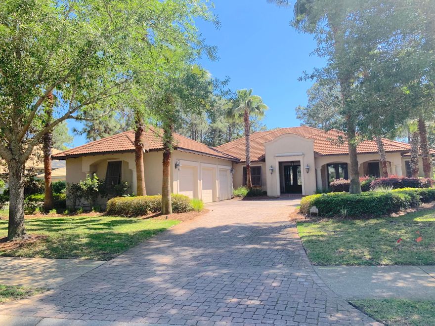 HUGE PRICE IMPROVEMENT!! LIKE NEW, EXQUISITELY FURNISHED, WELL MAINTAINED HOME OFFERS SUCH A WONDERFUL OPEN FRIENDLY FLOOR PLAN OVERLOOKING THE 16TH GREEN OF THE RAVEN GOLF COURSE. WALK OR BIKE TO ALL THE AMENITIES OF THE SANDESTIN GOLF AND BEACH RESORT! THIS HOME WAS CUSTOM BUILT AROUND THE COURTYARD POOL AREA AND GOLF COURSE VIEWS. EVERY ROOM, HAS A VIEW! MAGNIFICENT INTERIOR FEATURES INCLUDE 10 FT CEILINGS, INTERIOR AND EXTERIOR CEILING FANS, CROWN MOLDING, TRAYED CEILINGS, GRANITE COUNTERTOPS, MAHOGANY CABINETS, TRAVERTINE FLOORS, FIREPLACE, PRE-WIRED FOR SURROUND SOUND AND ALARM SYSTEM, 3 OVERSIZED SIDE ENTRY GARAGE SPACES, ELEGANT FIXTURES AND MANY MORE DESIGNER UPGRADES. THE EXPANSIVE GOURMET KITCHEN HAS TOP OF THE LINE STAINLESS STEEL APPLIANCES OPEN TO THE LIVING AND EAT-IN AR