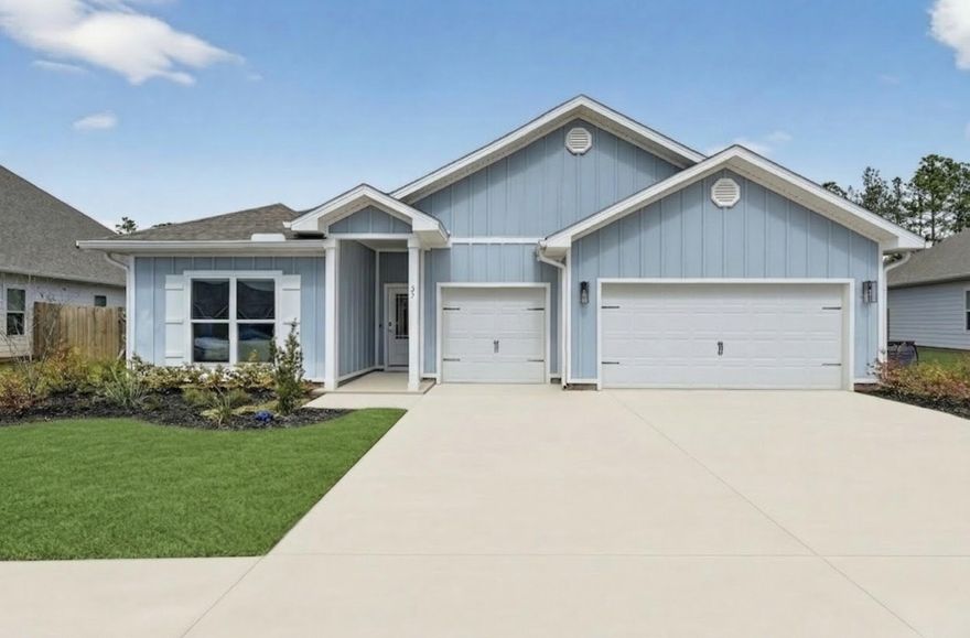 This luxurious 4 bedroom, 3.5 bath single-level home sits on a .25 acre lot overlooking a scenic pond with fountain, offering peaceful views and abundant wildlife. This 3-year-old home features an open design with luxury vinyl plank flooring and quartz countertops throughout. The gourmet kitchen includes a custom pantry, breakfast area, and all kitchen appliances. Enjoy a formal dining room, versatile flex room, and spacious living area with a built-in electric fireplace (gas hookup available for conversion). The custom master closet, built-in shelving in the 3 car garage and laundry room, and thoughtful upgrades add convenience and style. Outdoors, relax in your heated inground pool, hot tub, and fully equipped outdoor kitchen, all within a fenced backyard that's perfect for entertaining.