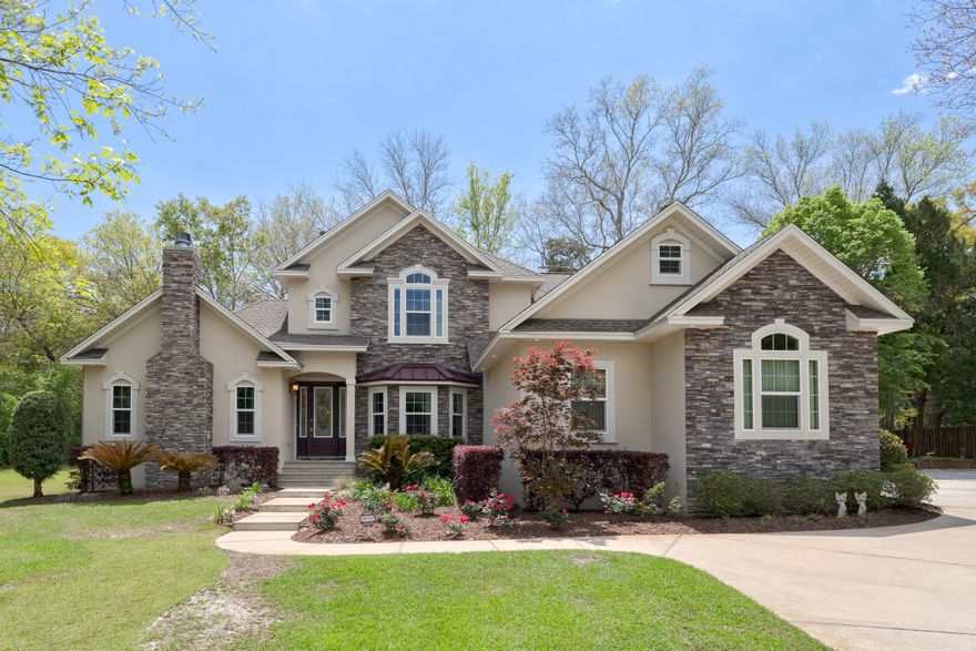 This 2010 CUSTOM Lake Pippin home w/.98 acre estate is spacious inside and out!  A private wooded backyard gives you all the space you need. The foyer & living room boast 26' tray ceilings & gas fireplace. Beyond the four bedrooms, there is a formal dining, office/den w/ vaulted ceilings and a 2nd fireplace, & a loft flex space. Kitchen is a cooks dream with ample counter space, new SS appliances: 2023 fridge, 2024 gas cooktop, & built-in oven/microwave. Features: His-and-hers WICs, impact windows, huge laundry with sink, insulated interior walls, 2x6 exterior walls, epoxy floor 3 car garage w/ 220V outlet & tankless WH, new 2024 well pump, 50 amp RV hookup, PEX plumbing, 200sqft shed, portable Generac wired for 90% of house. Unfinished bonus space above garage could be a future media roo