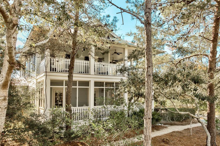 Gulf Coast charm and WaterColor warmth! This home is waiting for an owner who wants to enjoy beautiful Emerald green water, sunset strolls on the beach and family gatherings. Located on a coveted corner lot in the heart of WaterColor this home is ideal for part-time or full-time family living. Ideally located a short stroll to the WaterColor beach and beach club, work out facility, boutique shops, tennis courts, and other WaterColor amenities. This home also offers the convenience of bordering the community of Seaside for quick and easy access to its boutique shopping and restaurants. This exquisite architectural designed home features spacious screened in wrap around porches on the first and second floors perfect for sitting and taking in the sunsets or watching TV outside...