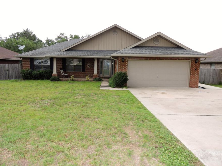 Available 7/28 - 4 bed/2bath/2car garage located just off Redstone Ave with a convenient commute to 7th Group/Duke Field/Eglin AFB. This spacious split bedroom floorplan combined with an open concept kitchen/dining/family room is very open and inviting. The kitchen features stainless steel applicances, plenty of cabinet space, and a breakfast bar. The master suite features trey ceilings, dual vanities, separate his/hers closets. The additional bedrooms are spacious with ample closet space. The deck and brick patio on the back of the home are perfect for cooking out and entertaining. There is additional driveway space on the side of the home for additional parking. Schedule your personal showing today!