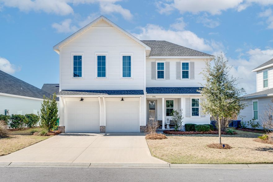 This highly desirable Farrah plan built by Huff Construction combines the Master Bedroom on the first floor, and three guest bedrooms on the second-floor, giving your guests plenty of privacy.  This home is also positioned on a premium lot with a common area and pond across from the property, giving you privacy and sneak peaks of he pond from the second floor.  Tucked away on one of the most private streets in Stillwater B, this home features an open floor plan with quartz countertops, premium luxury vinyl floor throughout, a screened porch, and more!  Be at the beach in minutes or enjoy the amazing amenities WaterSound Origins has to offer including golf, pickle-ball, biking paths, zero entry pool, tennis, volleyball, and Lake Powell access