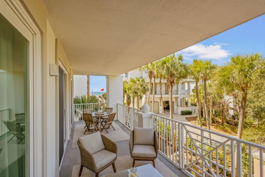 Enjoy serene partial gulf views from the expansive private balcony of this beautifully positioned condo at Blue Mountain Beach Condos, ideally located south of 30A in a quiet, private setting between two exclusive residential communities. This boutique building features only 48 residences and offers convenient indoor access through a stunning atrium, creating a welcoming arrival experience. Residents and guests enjoy deeded beach access along with a wide array of resort-style amenities, including:Beachfront community pool and hot tubGated securityTwo elevatorsBeach chair serviceFitness centerBasketball courtCommunity grilling area This property also boasts a strong and successful rental history, making it an excellent opportunity for both personal enjoyment and investment.