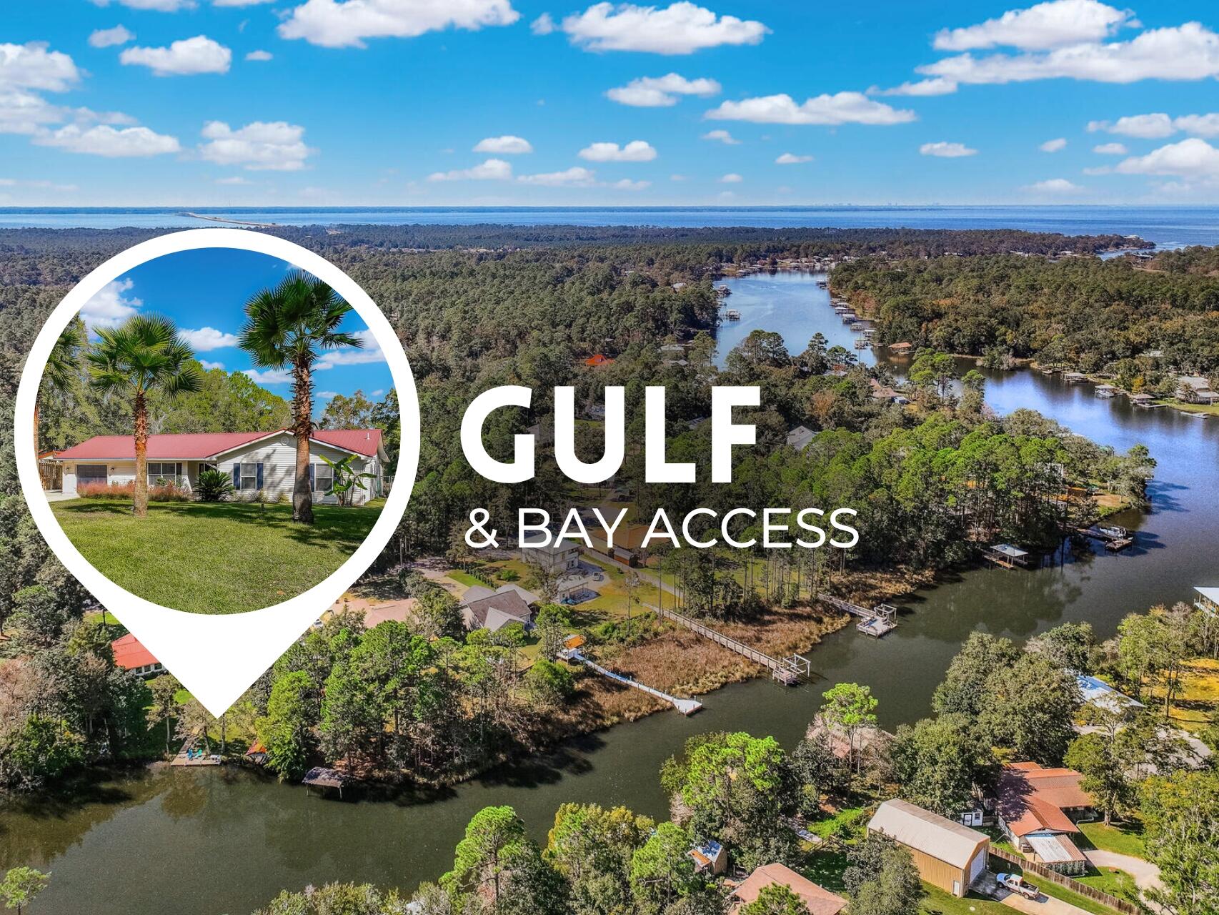 Introducing a newly renovated waterfront haven and boater's paradise with direct navigable access to the Bay and the Gulf. A compelling acquisition, the residence is offered at $25,000 below its professional appraisal, providing the opportunity for immediate equity and wealth building. This captivating home boasts 130' of coveted waterfrontage, complemented by a private dock and boat lift. Envision effortless boating, fishing, paddleboarding, or kayaking at your leisure. Free from HOA restrictions and encompassing .72 acres of prime land, this is the perfect place to cultivate a garden, install a private pool, and generate income from vacation rentals. Enjoy peaceful relaxation or effortless entertaining in the gathering room with its exceptional water views. Picture entertaining on the covered waterfront patio with a bar. Inside the home, a light-filled flex room/formal dining area welcomes you. The kitchen and bathrooms feature granite countertops. Stainless Steel Appliances anchor the kitchen. Ample parking accommodates boats, RVs, and trailers. Enjoy abundant storage with an attached garage and walk-in pantry.  Benefit from cost-effective landscaping with Rainbird irrigation on a well, and added security with a generator hookup. Situated moments from boat ramps and marinas, and only 12 short miles to the renowned beaches of 30A, this Freeport residence offers tranquil waterfront living with convenient access to local attractions and the charm of nearby Santa Rosa Beach. Embrace the Bay Coastal lifestyle. Contact us for details or a private tour.