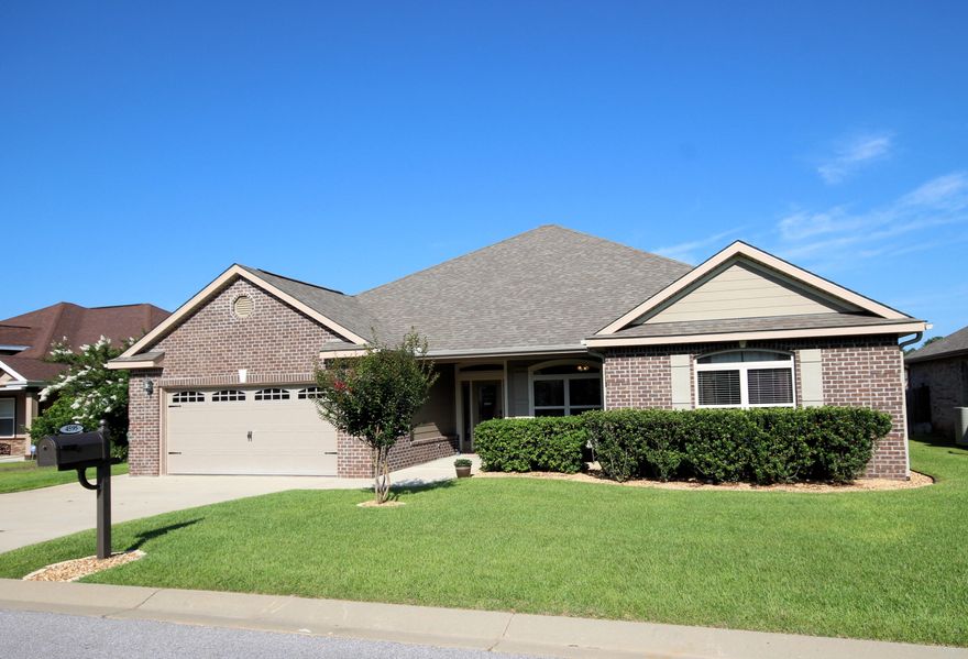 GOLD STAR PROPERTY - means this immaculate home is a TRUE VALUE, ready for you and more**!South Crestview home for sale! This all brick ranch has been meticulously maintained. It features 9'/10' ceilings, crown molding, trey ceilings, porcelain tile, granite, tile backsplash, designer cabinetry, soft close drawers, walk in pantry, open floor plan with split bedrooms, large master suite, and many more details! The beautiful kitchen is a cook's dream and is open to the living and dining area. You will appreciate the custom built-ins in the master bedroom closet and custom built-in desk in the office. The high efficiency A/C, extra attic insulation, termite bond, one year home warranty, custom shed, Gold Star benefits and more make this home a must see on your list. Call today!.....*