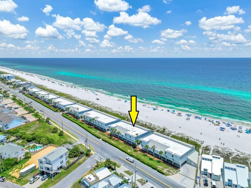BACK ON MKT! Just 4 minutes from Rosemary Beach! OWN YOUR PERSONAL PIECE OF PARADISE WITH GARAGE DIRECTLY ON THE SAND!   PETS ALLOWED!  NO high rise condos & crowds. NO elevators. NO Milestone Inspection w/large, looming, future assessments. Offering direct, private access to the beach, 271 SF Gulf front decks & stunning Gulf views from almost every room, live the Gulf front lifestyle you've dreamed of while generating income when you're not there! Wake up to crashing waves & after a morning walk on the beach, enjoy your morning coffee on your large Gulf front deck. NEW exterior renovations PAID IN FULL include extended deck, updated decks, stairs & balconies, new exterior paint, renovated pool & bathroom areas, & Gulf side hurricane impact doors & windows. An updated kitchen w/granite counter large eating bar, updated bathrooms & tile flooring accent the roomy interior. The GIANT 2nd floor master suite w/large dressing area, closet & 3rd bedroom provides stunning Gulf views & plenty of space to add an add'l bedroom, bathroom and/or living area.  Ideal as a primary home, beach home, or investment property, this 2 level Gulf front townhome w/2 car-garage comes fully furnished & is turn-key. Enjoy lazy days on the beach, and picturesque sunsets from your large, Gulf front deck. A storage room for beach chairs, coolers & floats is conveniently located off the living room deck just steps from the beach. 2016 Roof, 2023 HVAC & 2020 HWH provide peace of mind.  Perfectly located just 3 minutes from 30 Avenue and 4 minutes from Rosemary Beach, fantastic restaurants and shopping are just minutes away.  Act now & start living the Gulf front lifestyle you've dreamed of.