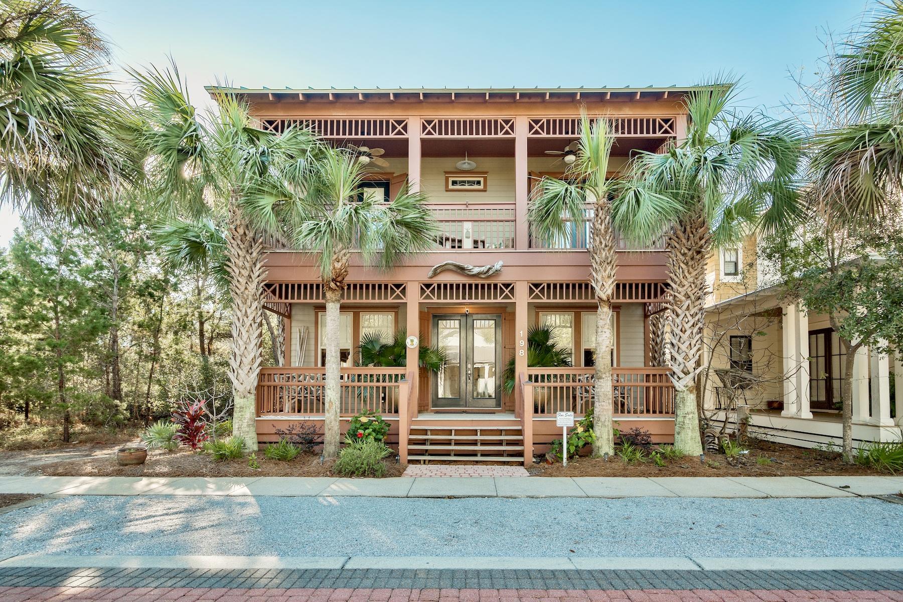 TURN-KEY SEACREST BEACH RENTAL MACHINE!! This gorgeous home in the heart of Seacrest Beach boasts a functional floor plan, luxurious finishes, and ideal location just steps to the 12,000 sq ft resort-style community pool, an appealing trifecta which yields lucrative rental performance. This home features a highly sought-after private suite on the ground floor, plus a convenient half bath, spacious living/dining area, and a beautiful kitchen with stainless steel appliances and access to a charming screened patio, perfect for enjoying your morning coffee before embarking on a day at the beach. Upstairs, a luxurious master suite with spacious en suite bath and 2 additional bedrooms with a jack-and-jill style bath each have access to the wraparound balcony. 2019 reservations already booking!