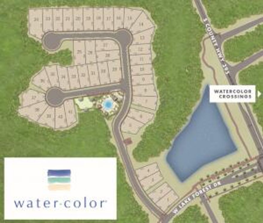 LAST Chance to own in Watercolor! Plans for a three story 4 bedroom residence just over 4,000 SF with two master bedrooms, 14' first floor and 12' second floor ceilings with unique wood ceiling treatments, two indoor fireplaces, elevator, outdoor, kitchen, pool, fire pit and a survey are available and included in the sale of this lot.! In the Park District neighborhood, with a focus on primary living, is the FINAL chapter in the WaterColor community story. Featuring 41 custom homesites, the Park District homes will be vacation rental restricted, making it the ideal enclave for primary living and true second home ownership. The Park District is adjacent to Grayton Beach State Park and the WaterColor Crossings shopping center which includes a grocery, restaurants and other services. Park District residents will have access to all of the existing amenities offered in the WaterColor community, including the sugar-sand beaches, the WaterColor Beach Club, Camp WaterColor, tennis courts, Pickleball courts, the boat house, miles of trails and multitude of parks. In addition, the Park District neighborhood will be home to a neighborhood pool open to WaterColor homeowners only!  