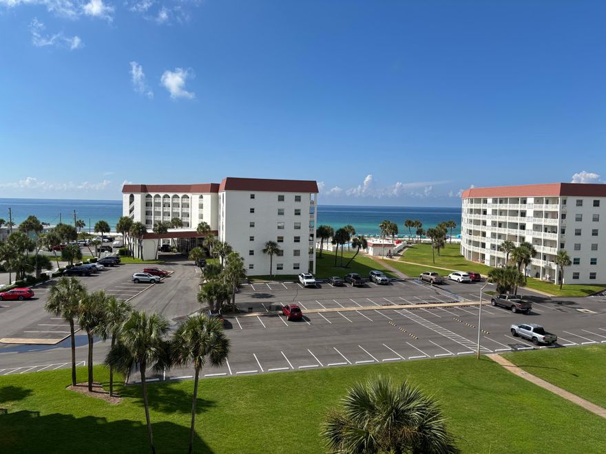 Perched on the top floor this lovely condo has a great view of the Gulf of Mexico.  The remodeled kitchen opens up the floor plan and gives the condo an airy and inviting feel.  Tile and glass shower along with an updated vanity in the bathroom. All the popcorn was removed from the ceiling. You can make family memories and cash in $$$ on vacation rentals. With the sleeper sofa you can accommodate 4 people. Direct access to the balcony from the bedroom and living room. Located on 12 acres there is lots of green space and some of the least crowded beaches around.  2 pools, hot tub, sauna, tennis, pickle ball, basketball, and community grills are some of the fun amenities. Lots of exciting restaurants and attractions in the area.