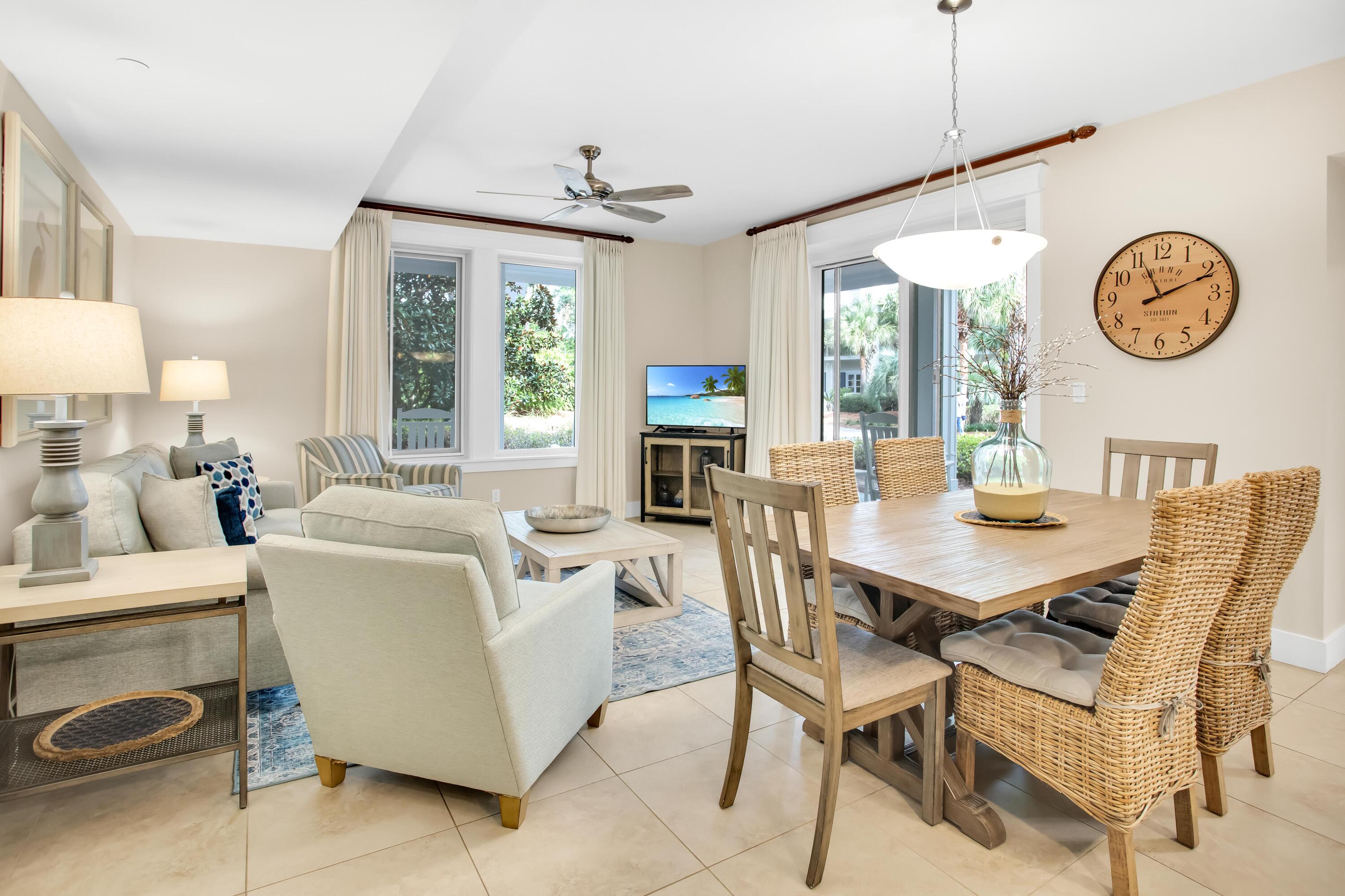 Rock the day away in one of six rocking chairs on the wrap-around patio of this 2-bedroom lock-off unit in Lasata. Maximize your rental potential with three different rental capabilities (1 bedroom, 2 bedroom, or studio). This coastal chic condo is in meticulous condition & full of upgrades. The spacious 1-bedroom features an open living area, fully equipped kitchen with all new stainless steel appliances, new barstools for the breakfast bar, & a new full-size front load washer & dryer. Kick off your shoes & relax after a long day at the beach or shopping in the Village of Baytowne Wharf in the new king sized bed in the master bedroom. The studio features two new queen beds, stocked kitchenette, and a private patio. 2 new heating & air conditioning units installed in 2021 in both units.