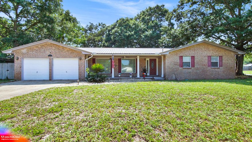Beautifully remodeled open-concept home, featuring spacious bedrooms with wood-look tile throughout. Living space impresses with a wet bar, wine fridge, large windows and an open layout. The kitchen is a chef's delight with solid wood cherry cabinets, 42'' uppers, granite counters, stainless appliances, and a sizable island. The master suite showcases a double vanity and a cultured marble shower. A double garage offers extra workspace, insulation, attic access, and new belt-driven openers. This home boasts a large fenced yard with a fresh patio, perfect for entertainment or solitude. Key features include a metal roof, a 50-gallon water heater, a 3-ton Trane AC unit, all from 2015. Details like solid core doors, USB plugs, and bath heaters enhance comfort. A truly stunning, contemporary dwelling.  All ages, Room Sizes and measurements are approximate. Please verify if important.