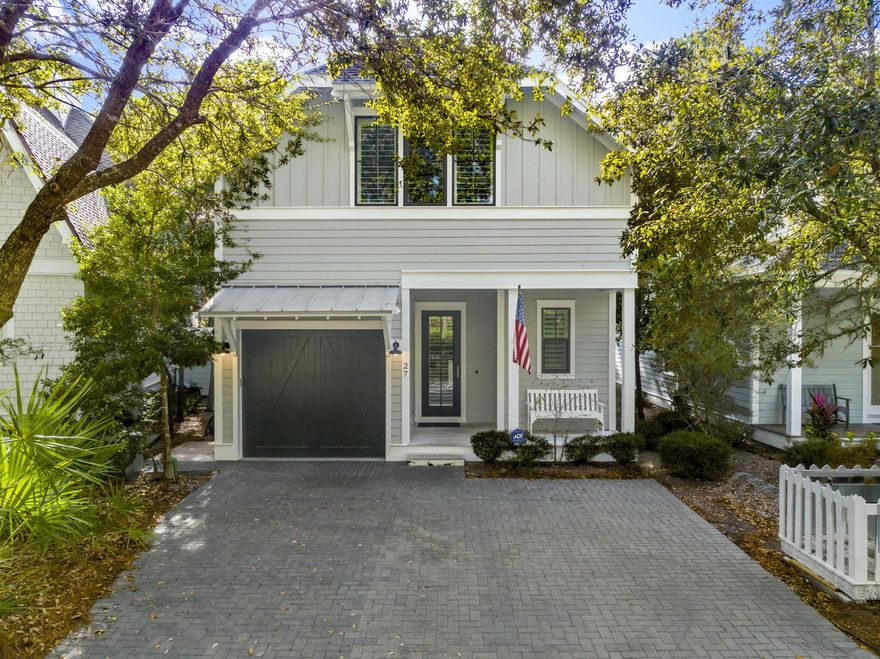 Watersound West Beach cottage located on Horseshoe Park! This charming home is perfect for those desiring a quiet and peaceful setting and offers 3 bedrooms PLUS built-in bunks, 3.5 baths, one car garage, open concept living, screened porch, and second level bonus living space that can be converted to a 4th bedroom. There are two master suites, one on each level, and the upper suite boasts a serene view over the park. Features of this home include hardwood flooring throughout, quartz countertops, wine cooler, custom white cabinetry, shiplap in hall/entry, 10' ceilings, and much more!  Enjoy your morning coffee on the screened porch on the park with no rear neighbors.  Home is being offered fully furnished and rental ready but is also perfect for a second home or full time living. Watersound West Beach is 30a's best kept secret for access to the most secluded and beautiful beaches on 30A and features a gated entrance, community pool/clubhouse, putting green, boardwalks for walking/biking, multiple parks, boardwalk to the beach with bike parking, and fitness center at Watersound Beach. The beach access through Deer Lake State Park is a perpetual easement so no customary use worries here! And no crowds! Live the beach life!!!
