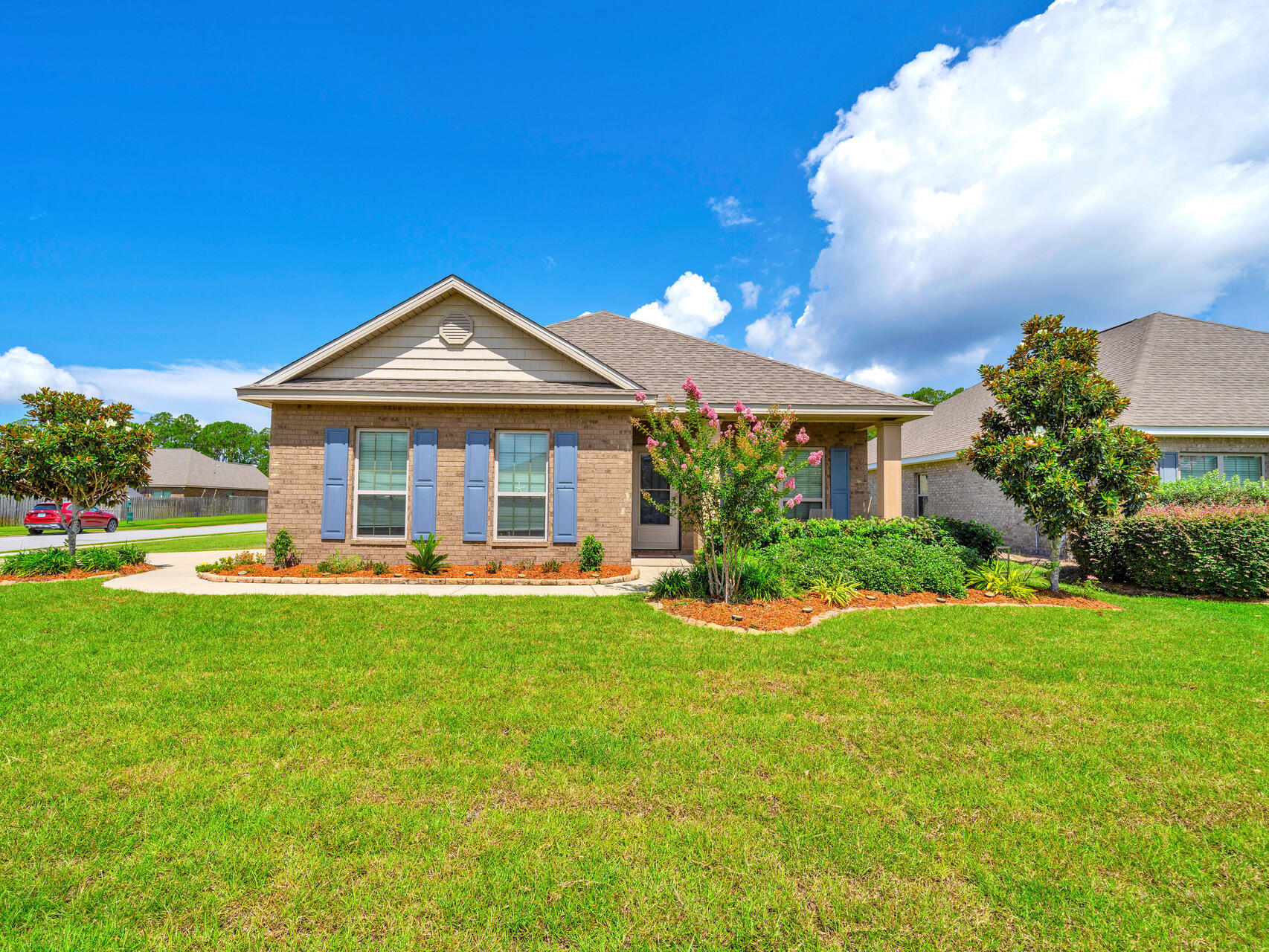 Don't miss the opportunity to own this amazing immaculate home in Phase II of Driftwood Estates. Home is situated on one the largest corner lots in the neighborhood. Driftwood Estates is just a 5 minute drive to 30a, 5 minutes to the hospital. You can't beat the location. Home has a flex space right as you walk in for a home office or gym. Kitchen/dining room open to living room with kitchen island. Split bedroom floorplan with 2 bedrooms up front and master in back. Covered porch for out door entertaining with tv outlets. Side entry garage and much more. A/C, hot water heater and refrigerator have all been replaced in the last year. Community has a private pool, play yard and tennis courts. Seller has an assumable FHA loan with a 3.75% rate