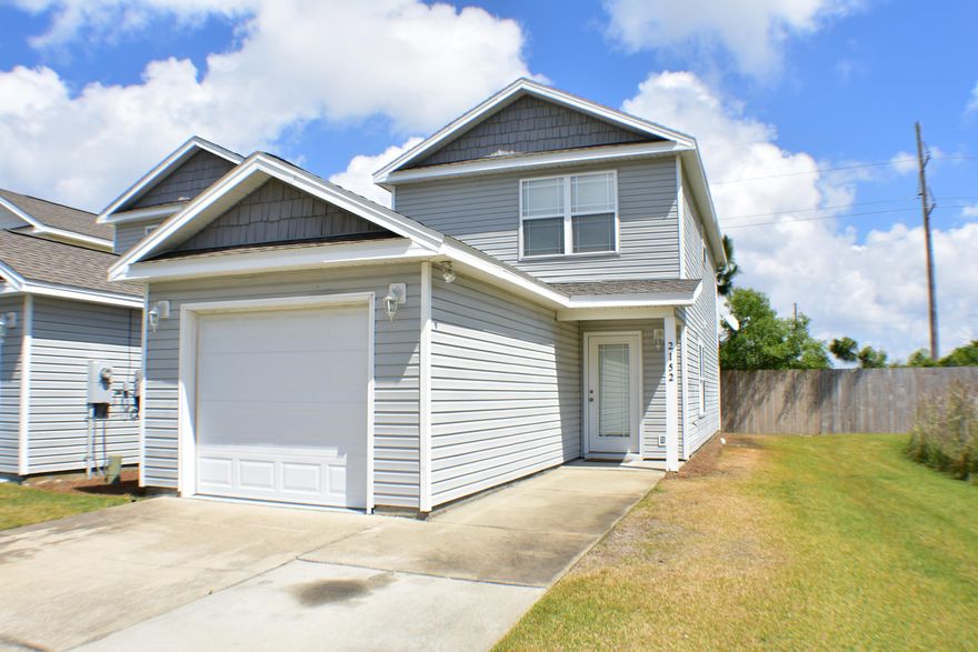 Truly a great end unit for rental investment or for a couple making a first time purchase! This a 2 bedroom, 1.5 bath townhome in the gated community Gates of Sterling Cove that has been freshly painted, brand new carpet and all new stainless steel appliances. This unit has a one car garage and a private balcony off the Master Bedroom. The complex includes a community pool and is 2 minutes to the beach, Navy base, schools, shopping, etc.... This location is ideal for beach living or a second home! All info is approx and must be verified by Buyers if important. Seller is a licensed Florida realtor.