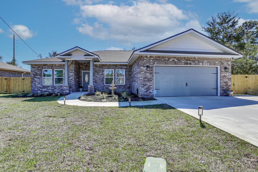 New Contruction 4BR 2BA Custom Made Smart home in Mary Esther close to Military bases, schools, restaurants, and shopping centers. With modern lighting fixtures and LED lights, Luxury life proof vinyl plank flooring Plus carpeting in the bedrooms  High trayed ceiling, Quartz countertops Stainless steel appliances ,Spacious living area oversized Pantry  Stylish kitchen backsplash  Custom tiled shower and huge walk-in closet  Entry porch  Fully landscaped with sprinkler system  Fenced property with shaker style interior doors  2 extra parking spaces. The property comes with 6 Newly Installed CCTV Camera and security system Alarm and an Smart lock for the front door  Make an appointment today.