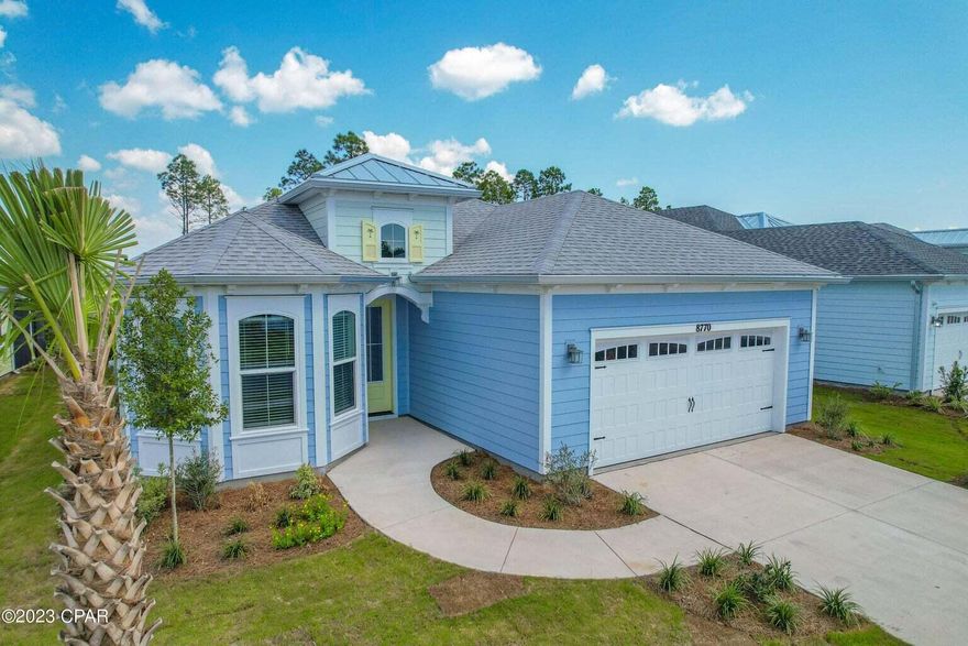 Your chance to buy a Beach Collection home without a 1+-2 year wait to build! Do the math, this is a great value with prices continuing to increase for a new construction build, This home is ready now for immediate enjoyment with so much to offer! Sought after Latitude Margaritaville Watersound! Absolutely gorgeous never lived in, Breeze Bay Beach Collection floorplan with 3 bedrooms and 3 full baths! Highly upgraded on a peaceful nature preserve view lot. Relax on your screened paver, extended lanai with 2 ceiling fans, plenty of room for outdoor entertaining and a future pool. Upgraded kitchen with 42'' cabinets, quartz countertops, soft close drawers, pull out drawers, double oven, gas cooktop & more! Entire home has designer paint color, fans with remotes.