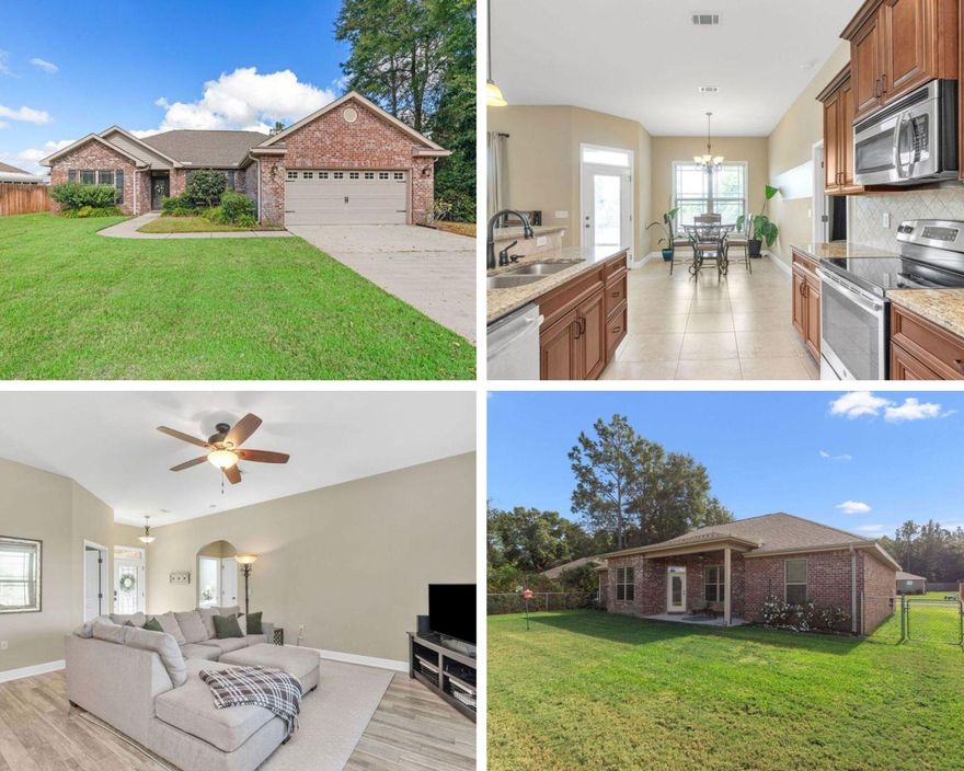 Impeccably maintained and upgraded 4bed/2bath/2car garage all brick home on a 0.25 acre lot in Kittrell Estates. As you enter, you will take notice that this home has the open concept - split floor plan that buyers have come to expect. The home offers updated wood look laminate flooring throughout the entire home with tile in the wet areas (no carpet!). The homes living room has a raised ceiling in the main living area with ceiling fan and plenty of widows for lots of natural light. The kitchen and dining area are both connected to the living room, which is perfect for entertaining. The kitchen is complete with granite counters, wood cabinetry, tile backsplash, stainless steel appliances, and pantry. The dining area is generous in size and can accommodate a sizable table to feed your family and guests. The indoor laundry room is located between the kitchen and the garage. The master bedroom can easily seat a king bed and is complete with tray ceiling with crown molding and ceiling fan. The large master bathroom is appointed with a cultured marble double vanity, tiled shower, garden tub, water closet and massive walk-in closet. Across the home, you will find the bedroom two and three, separated by and additional full bathroom. Bedroom four can easily work as beautiful home office, if desired. The covered back porch is just off of the living room and overlooks the spacious backyard. There is a chain link fence that closes in part of the back yard. Perfect for pets! The two car garage is completely finished (floors, walls, pull down stairs, auto opener with keypad). The exterior of the home offers lush landscaping complete with irrigation system and rain gutters. Enjoy low county taxes, Chelco power and Auburn Water for affordable living! Don't let this high quality affordable home get away. Schedule your showing today! 