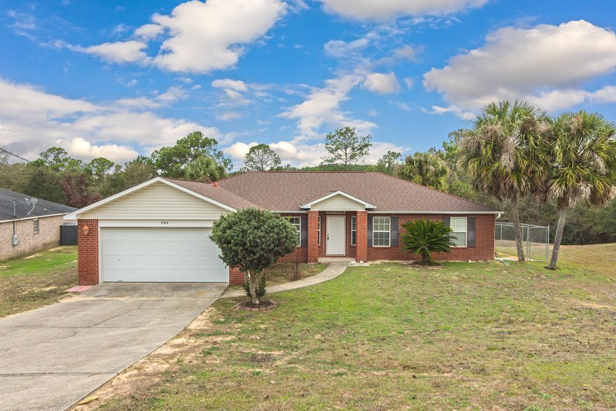 Great home located south of I-10. 8 miles to Seventh group and 20 miles to Eglin Air Force Base. This home features 4 bedrooms with a formal dining area, split floor plan, stainless steel appliances and a NEW ROOF! The master is large enough for a king suite and the master bath features a shower and garden tub with double vanities. The back yard is fenced in and no neighbors in behind. Will not last long.