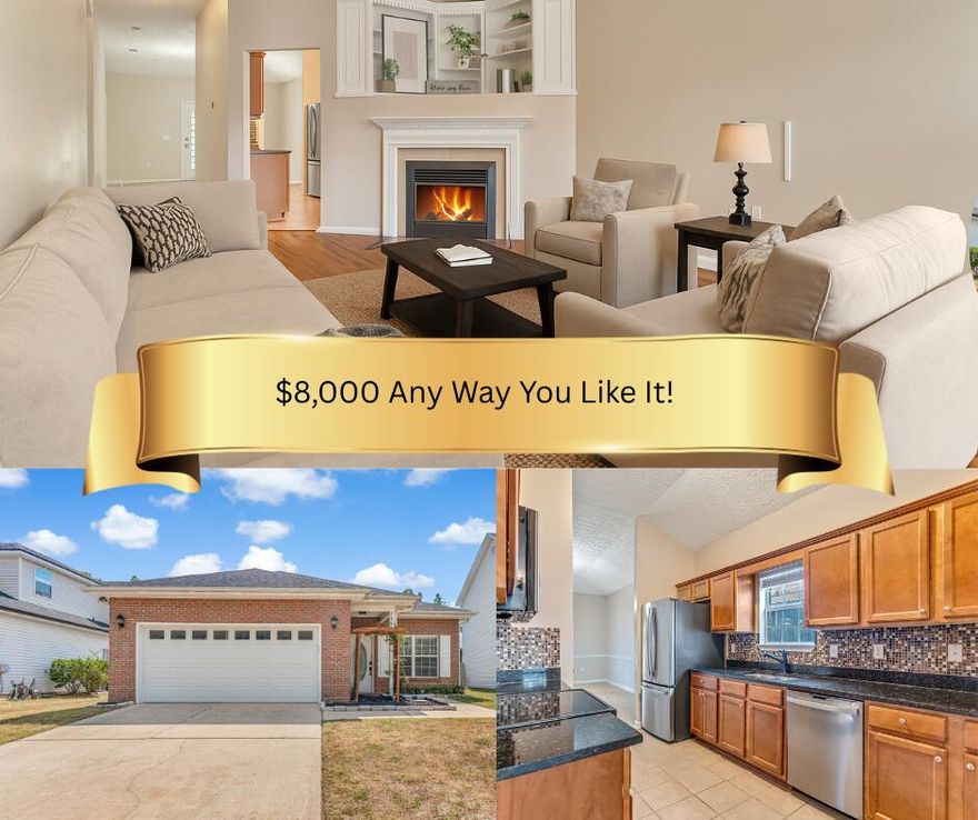 $8,000 ANYWAY MONEY! Closing Costs, Rate buy down, decorating...its up to you!! This home checks all the boxes--NEWER ROOF, HVAC, and HOT WATER HEATER give you peace of mind. Step inside to an open living space with vaulted ceilings, streaming natural light, and a cozy fireplace framed by a custom built-in--the perfect spot to showcase your treasures. The galley-style kitchen shines with NEW SS  APPLIANCES, granite countertops, and a custom tile backsplash. Just off the kitchen, the dining room with chair rail detail provides plenty of space for hosting gatherings, big or small.The private master suite is a true retreat with trey ceilings and room for your full bedroom set. The master bath offers a double vanity, linen closet, and ample space to make mornings stress free  Two additional bedrooms are GENEROUSLY SIZED and filled with natural light, while the main bath is designed to surprise with its size and functionality.

Love the outdoors? Step out back to your LARGE FENCED YARD, ready for your visionwhether that's a garden, play area, or entertainment space.

With updated systems, timeless design features, and plenty of room to grow, this home is an incredible find under $300K!