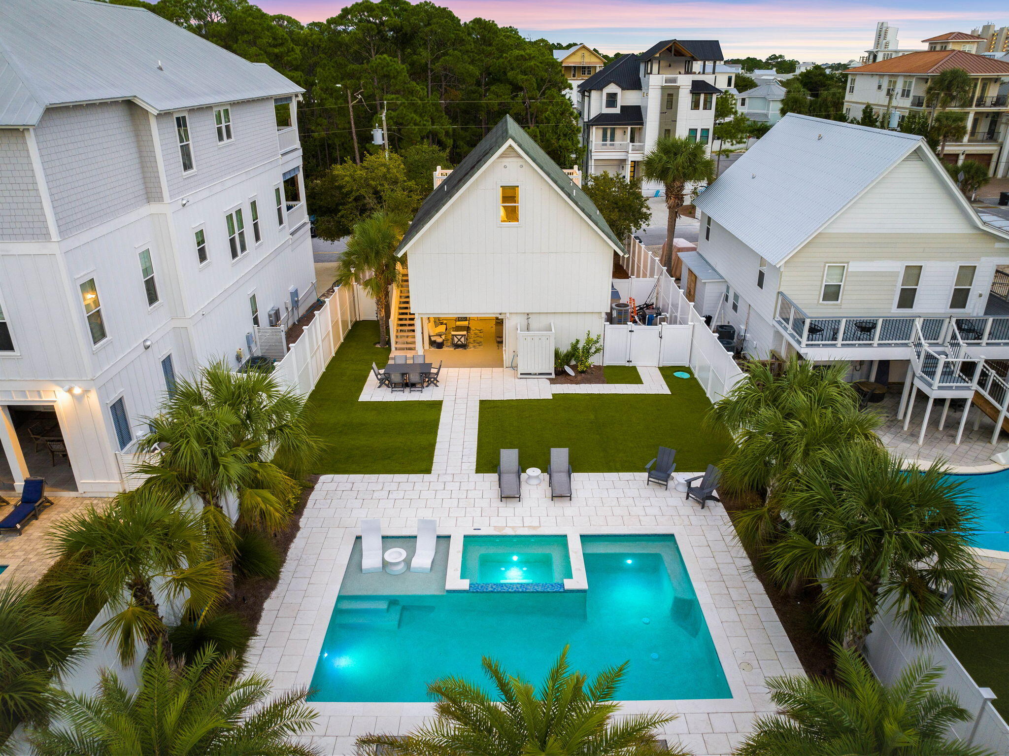 Nestled in the heart of Seagrove Beach along the prestigious Santa Clara Street, this stunning 4-bedroom, 3-bathroom coastal retreat offers an unparalleled lifestyle of sophistication and tranquility. Thoughtfully designed with both form and function in mind, this residence seamlessly blends contemporary luxury with classic beachside charm, all within a short stroll to pristine beach access.Upon entering, you're greeted by an expansive, open-concept living space bathed in natural light, where every detail has been curated for comfort and elegance. The home's generous outdoor living areas, including spacious wrap-around balconies, provide the perfect setting for soaking in breathtaking sunsets or hosting gatherings with family and friends. The gourmet kitchen and elegantly appointed living spaces serve as the heart of the home, creating a seamless flow for entertaining. The master suite offers a sanctuary of relaxation, complete with a private balcony, while each additional bedroom provides ample space and thoughtful design touches for guests.

Outdoors, the private pool and spa are framed by lush landscaping, creating a serene oasis for unwinding after a day at the beach. Located just moments from the iconic town of Seaside, with its world-class dining, boutique shopping, and vibrant community events, this residence offers both privacy and proximity to the finest attractions along 30A.

Whether as a primary residence, luxury vacation home, or investment property, this exceptional coastal retreat embodies the ultimate in refined beach living.

Please reach out to us for rental projections and cost to own figures.