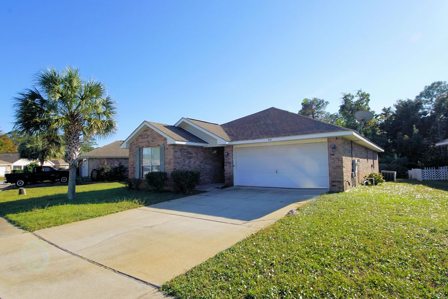 Close to Hurlburt Field! Southside of 98! Move In Ready! This home has New Wood Look Flooring Throughout the Main Living Areas and Bathrooms. Enjoy Family and Friends Gathering in the Large Living Area. Notice the Vaulted Ceilings and Split Bedroom Floor Plan. The Eat-In Kitchen has an Island and a Door Leading to the Backyard. The Backyard Backs up to a Green Area - so Plenty of Privacy. This Development has Deeded Beach Access so you can Enjoy all the Beauty and Fun of the Sound. Buyer to verify measurements.