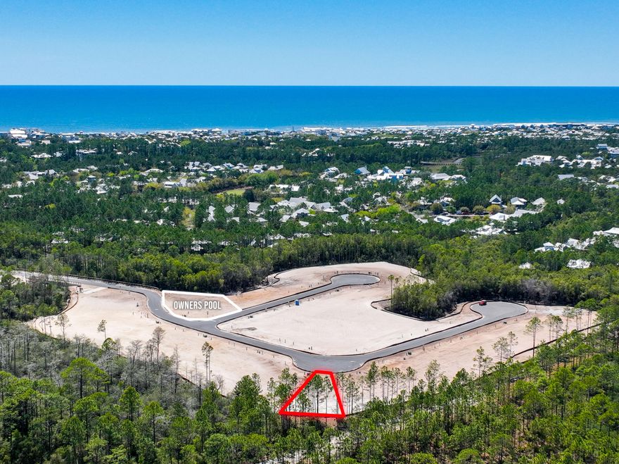 Beautiful Watercolor Lot that is ready to start building with DRB Approved plans. This Private lot backs up to the woods and is across the street from the coming soon Owners only Pool. The DRB approved plans from Dougherty Architecture + Design feature a 6 bedroom home with 4,654 square feet of heated and cooled space, including a two car garage and carriage house. The Park District is the 5th Phase in Watercolor and consists of 41 Custom Homesites with rental-restrictions. The community is surrounded by beautiful state parks, is located in Flood Zone X (typically no flood insurance required), and offers access to all of the sought after Watercolor amenities.