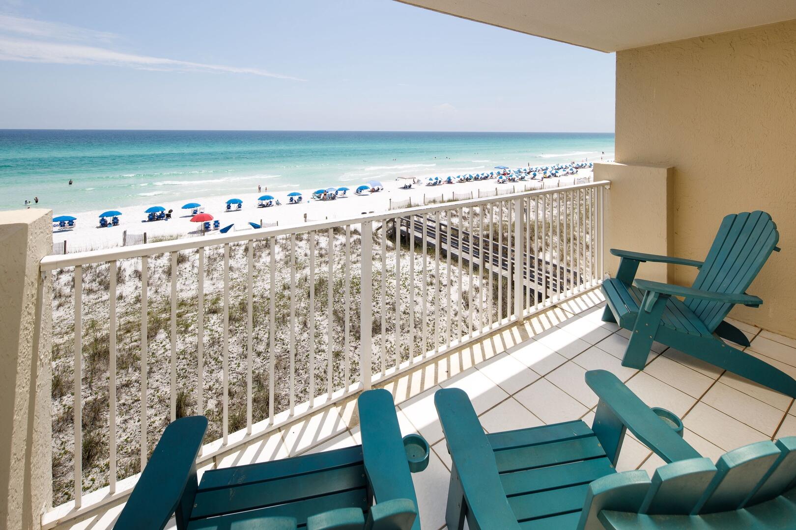 Welcome to this beautifully updated 4th-floor condo located in an intimate, 15-unit building on Okaloosa Island--a rare gem that stands out with its unique rooftop pool, offering panoramic Gulf views.This condo has been meticulously updated to ensure a modern and serene living space that mirrors its breathtaking beachfront setting. Experience peace of mind that comes with significant building enhancements, including new windows and sliding glass doors, fully paid for by the seller with a $120,000 special assessment fee.This property isn't just a home; it's a lifestyle. GROSS RENT for 2023  $57,757.33 and 2024  $64,505.45!! Wake up to the soothing sounds of the waves and enjoy morning coffees on your private balcony with unobstructed ocean views. Inside, you'll find a spacious layout that radiates luxury and comfort, perfect for entertaining or a quiet night in.

Not only is this building pet-friendly, allowing you to enjoy beach life with your furry friends, but it also boasts the exclusive feature of having the only rooftop pool on the island. Imagine hosting gatherings in a spot where the skyline meets the sea or unwinding in the tranquil waters as the sun sets on the horizon.

Living here means you're not just buying a property; you're embracing a lifestyle of luxury and relaxation, with every detail designed to maximize your enjoyment and comfort. Don't miss out on this unparalleled opportunity to own a piece of paradise on Okaloosa Island.

For a private viewing and to experience this exceptional property firsthand, contact us today. Your beachfront dream home awaits.

