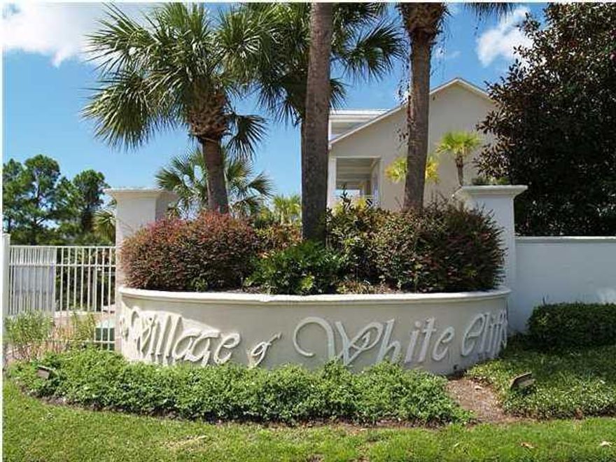 Situated in the private, luxury community of The Village of White Cliffs only a short drive from Seaside and Watercolor, this oversized, corner homesite is ideal for the home of your dreams. You will love the privacy of this exclusive gated neighborhood of just 63 homesites located South of 30A with brick paved streets, lighted sidewalks and 365' of pristine beach frontage. Flood insurance is not required as The Village of White Cliffs boasts of having one of the highest elevations along the Gulf! Short Term Rentals are prohibited. The Board's Architect has approved a building footprint for a two story home with tower and carriage house totaling up to 3,788 sq ft using the community's design setbacks. This prime site is just 4 lots away from the 4,000 sq ft clubhouse with seasonal