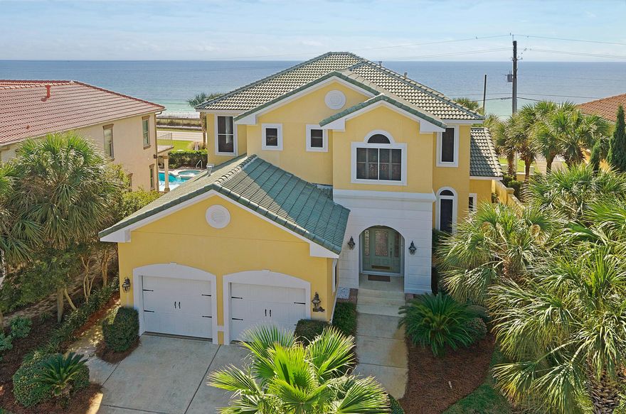 Currently under contract with contingencies. Seller still accepting offers as a 72 hour ''kick out'' clause is in place. Gulf front living without the Gulf front price. With unobstructed soaring Gulf views from almost every angle, a private pool, first floor main living space, 14' ceilings, wide open living spaces, and ample natural light, this home is the epitome of Gulf living. Right in the heart of Miramar Beach, this showplace features a spacious private courtyard and pool; plus, neighborhood deeded beach access is right across the street. Projected income ''as is'' is $135K (modifications could easily be done to maximize rental income significantly.)The transition from the outside to inside is seamless through several sets of French doors The floor plan is smart in that it boasts an extremely open floor plan. Further, the majority of common living space and one spacious bedroom suite are on the main.  The chef's kitchen is a perfect spot for entertaining guests with all granite countertops, gas stove, and generous cabinets.  The natural light is abundant as this home even offers transom windows. The sellers have recently painted the entire interior space and renovated where warranted.  All bedrooms are expansive and feature their own oversized bathroom.  The master bedroom has a vaulted wood-paneled coastal ceiling, morning kitchen, fireplace, and spacious balcony overlooking Miramar Beach and the Gulf.  The closets in this home are more than large and spacious as there is even-climate controlled storage over the garage.  This home could fit many uses from the range of primary or secondary home or vacation rental.  The possibilities are endless.  Sold turnkey with the exception of some personal exclusions.  