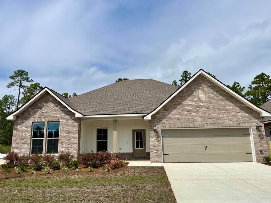 The COMSTOCK III G in Bird Song at Hammock Bay community offers a 4BR, 2BA, open design. Upgrades added (list attached).  
Features: double vanity, garden tub, separate custom tiled shower, and walk-in closet in master suite, kitchen island, walk-in pantry, boot bench in mudroom, covered front porch and rear patio, walk-in closets, crown molding, recessed lighting, framed mirrors, smart connect WIFI thermostat, smoke/carbon monoxide detectors, landscaping package, architectural 30-year shingles, flood lights, and more!
Energy Efficient Features: water heater, kitchen appliance package, vinyl low E windows, and more! Energy Star Partner.