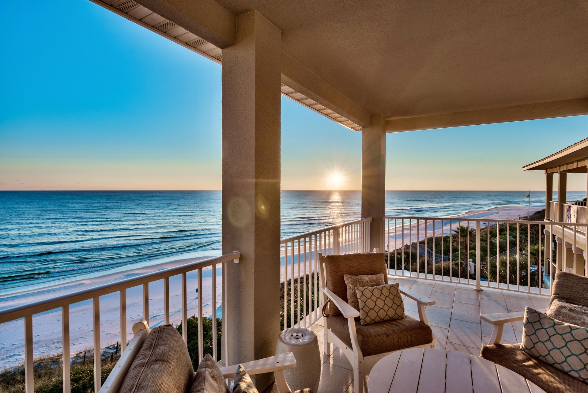 Seagrove by The Sea's top floor end unit is a one of a kind condominium located in the heart of Old Seagrove Beach. Nestled on top of 20+ feet of pristine Florida dunes, this beautiful spacious 4 bedroom condo has exceptional views/sounds of the Gulf of Mexico's emerald green waters, sunsets, and soft white sand beach. Enjoy some of the most beautiful sunsets on your large private balcony, while taking in the sights and sounds of the beach lifestyle. The kitchen offers new Viking appliances, granite countertops, freshly painted cabinets, and an oversized island for entertaining. The wide planked reclaimed hardwood flooring throughout makes this unit truly unique to 30a, and promotes a Southern Cottage feel unlike any other. Recent renovations (Jan 2018) included new impact glass