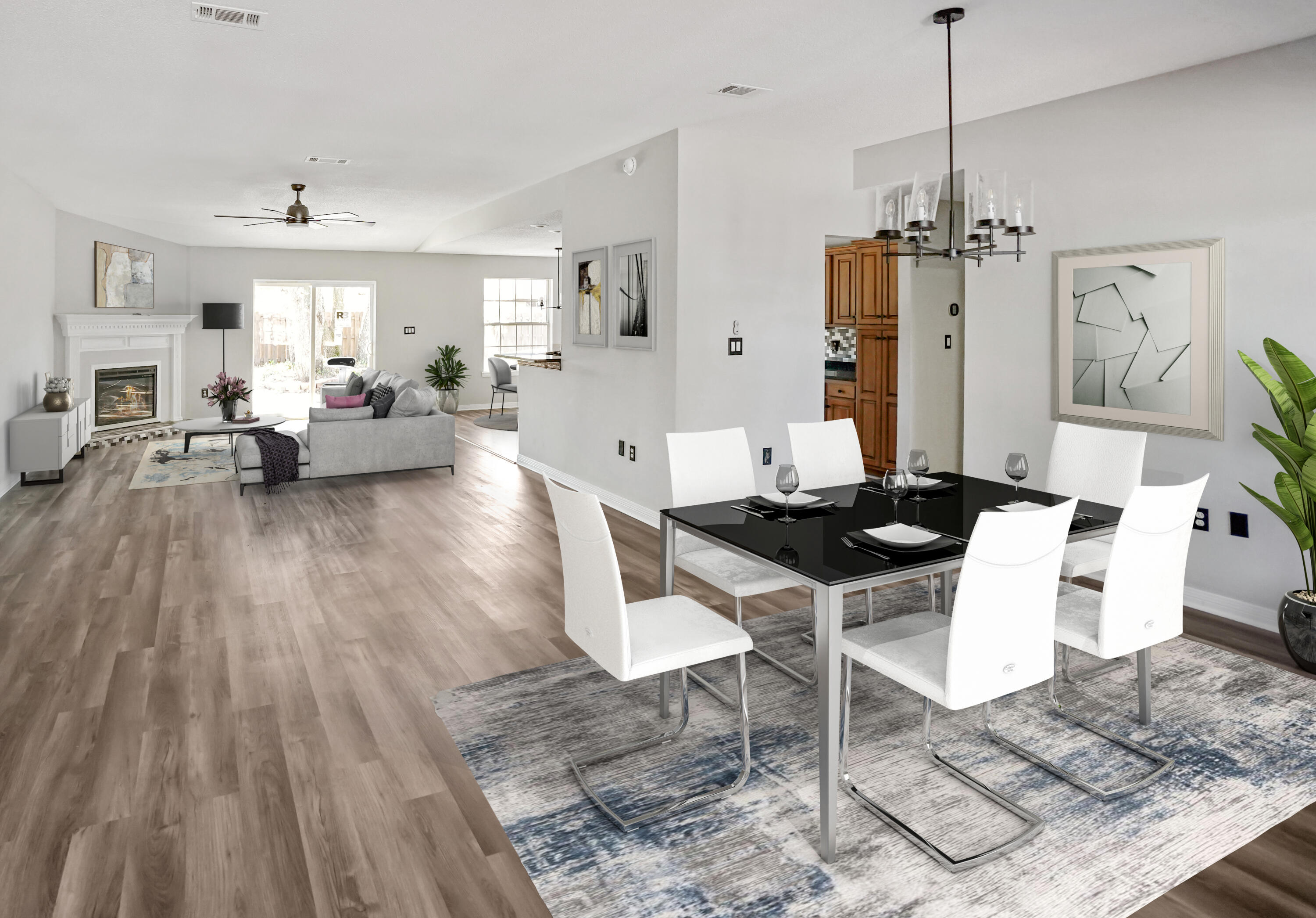 This home is equipped with smart home features such as Nest Wi-Fi thermostat, Wi-Fi camera ring, Smart switches in every room allows you to control the lights and fans through Google App. All brick home on a corner lot with a new roof, gutters, fence & landscaping. The Interior has new floors, paint, stainless steel appliances, light fixtures, plumbing. New HVAC and 50 gallon hot water heater. Two car garage with epoxy flooring. Master bedroom is good size with a double vanity, separate stand alone shower, garden tub and walk in closet in the master bathroom. Laundry/mud room has enough room for washer dryer and plenty of extra storage. The kids will enjoy the oversized bedrooms and space on one side of the home and the master bedroom on the other. Just added 8' privacy fence in the back.
