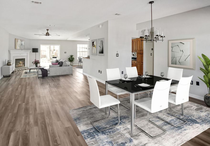 This home is equipped with smart home features such as Nest Wi-Fi thermostat, Wi-Fi camera ring, Smart switches in every room allows you to control the lights and fans through Google App. All brick home on a corner lot with a new roof, gutters, fence & landscaping. The Interior has new floors, paint, stainless steel appliances, light fixtures, plumbing. New HVAC and 50 gallon hot water heater. Two car garage with epoxy flooring. Master bedroom is good size with a double vanity, separate stand alone shower, garden tub and walk in closet in the master bathroom. Laundry/mud room has enough room for washer dryer and plenty of extra storage. The kids will enjoy the oversized bedrooms and space on one side of the home and the master bedroom on the other. Just added 8' privacy fence in the back.